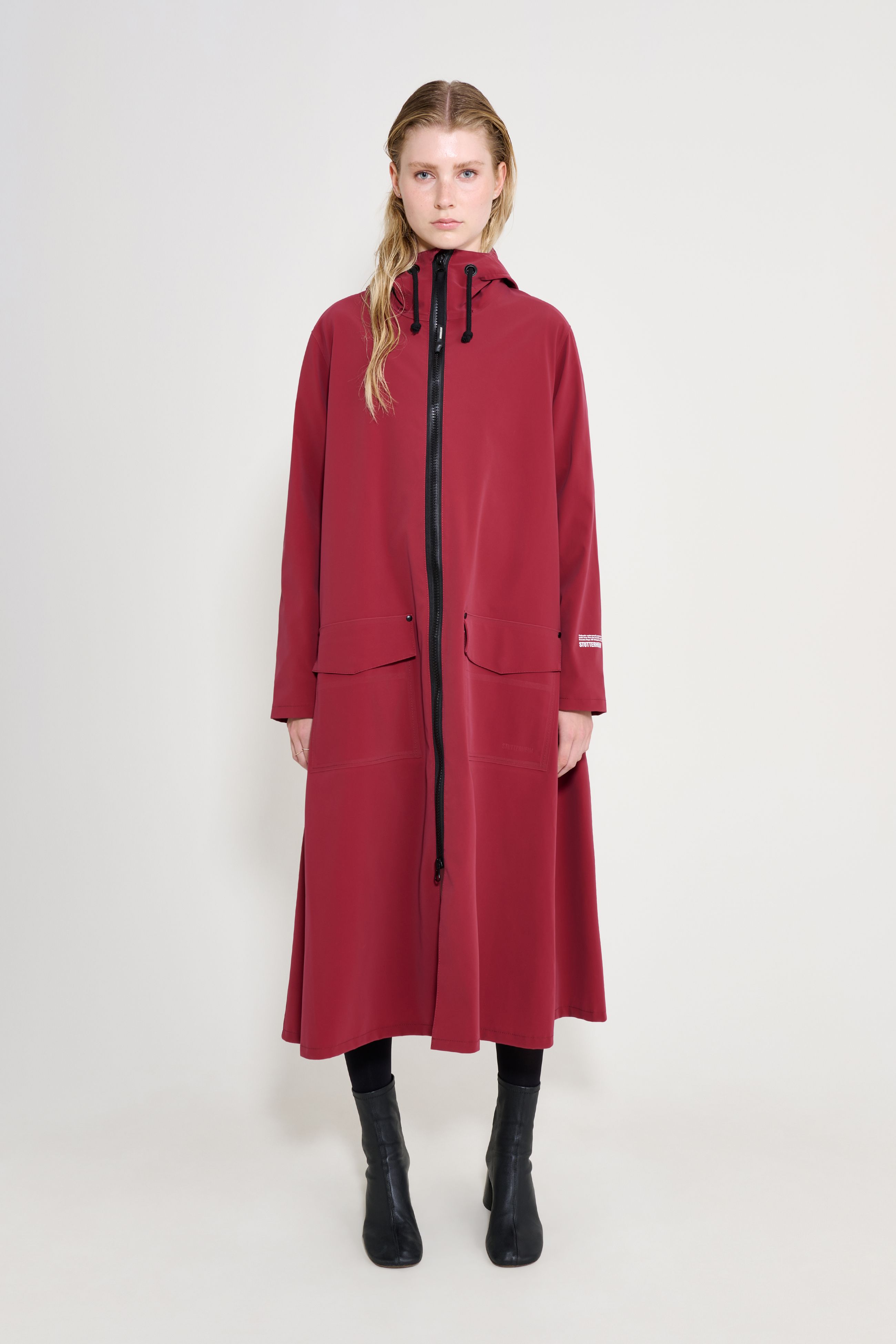 Mosebacke Long Patch Raincoat Burgundy