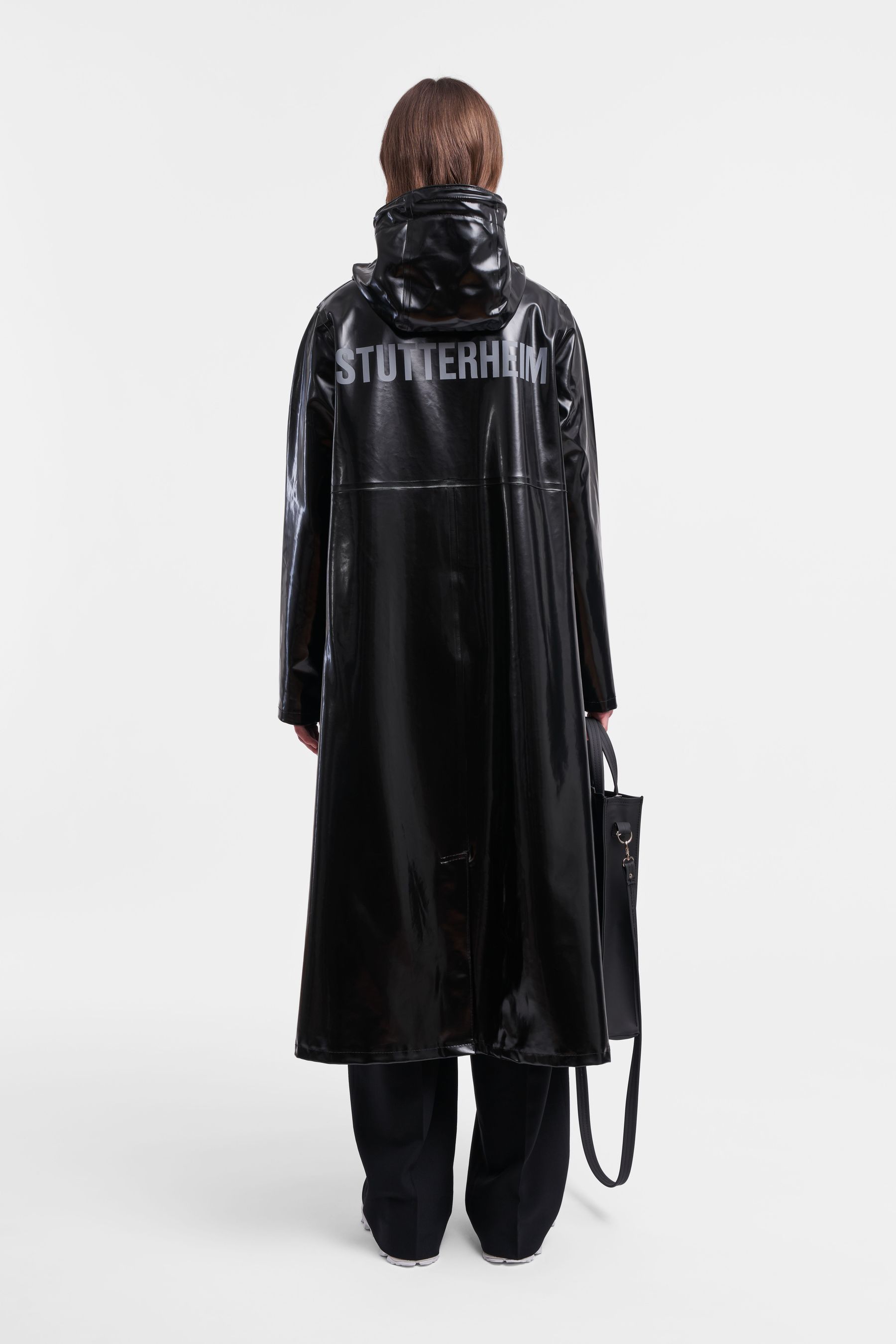 stutterheim mosebacke long print opal raincoat black women jackets raincoats