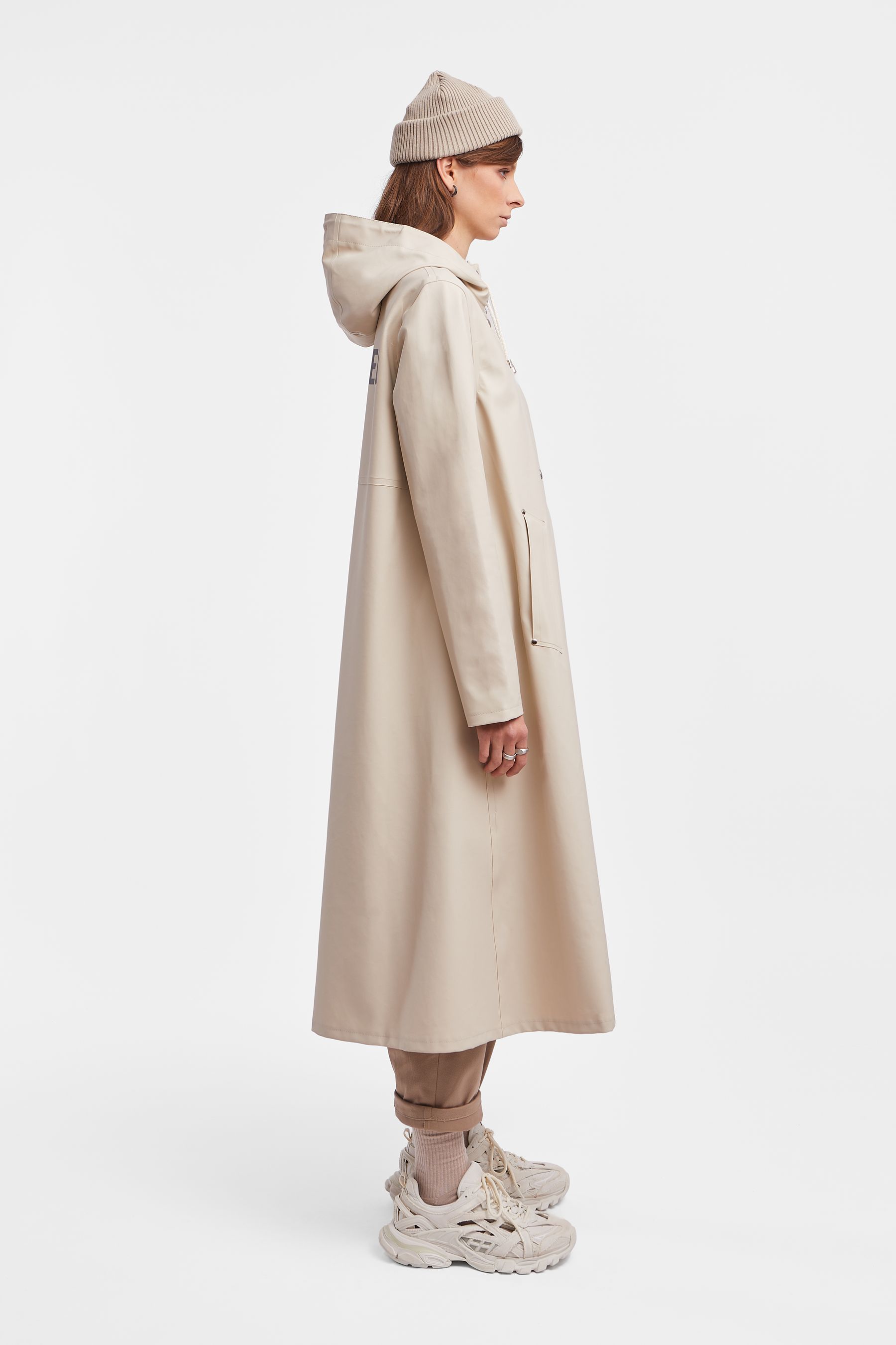 stutterheim mosebacke long print raincoat oyster women jackets raincoats