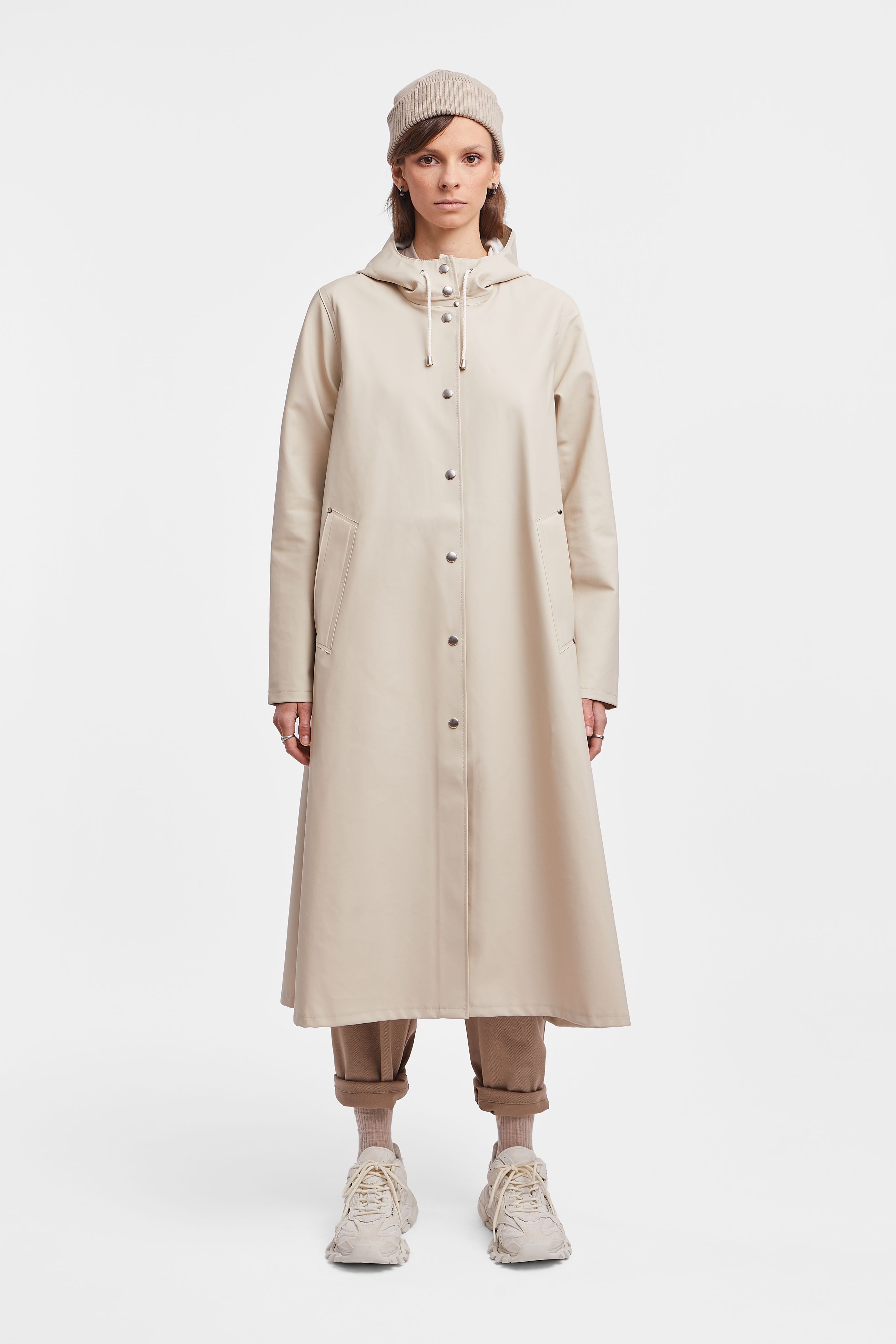 stutterheim mosebacke long print raincoat oyster women jackets raincoats