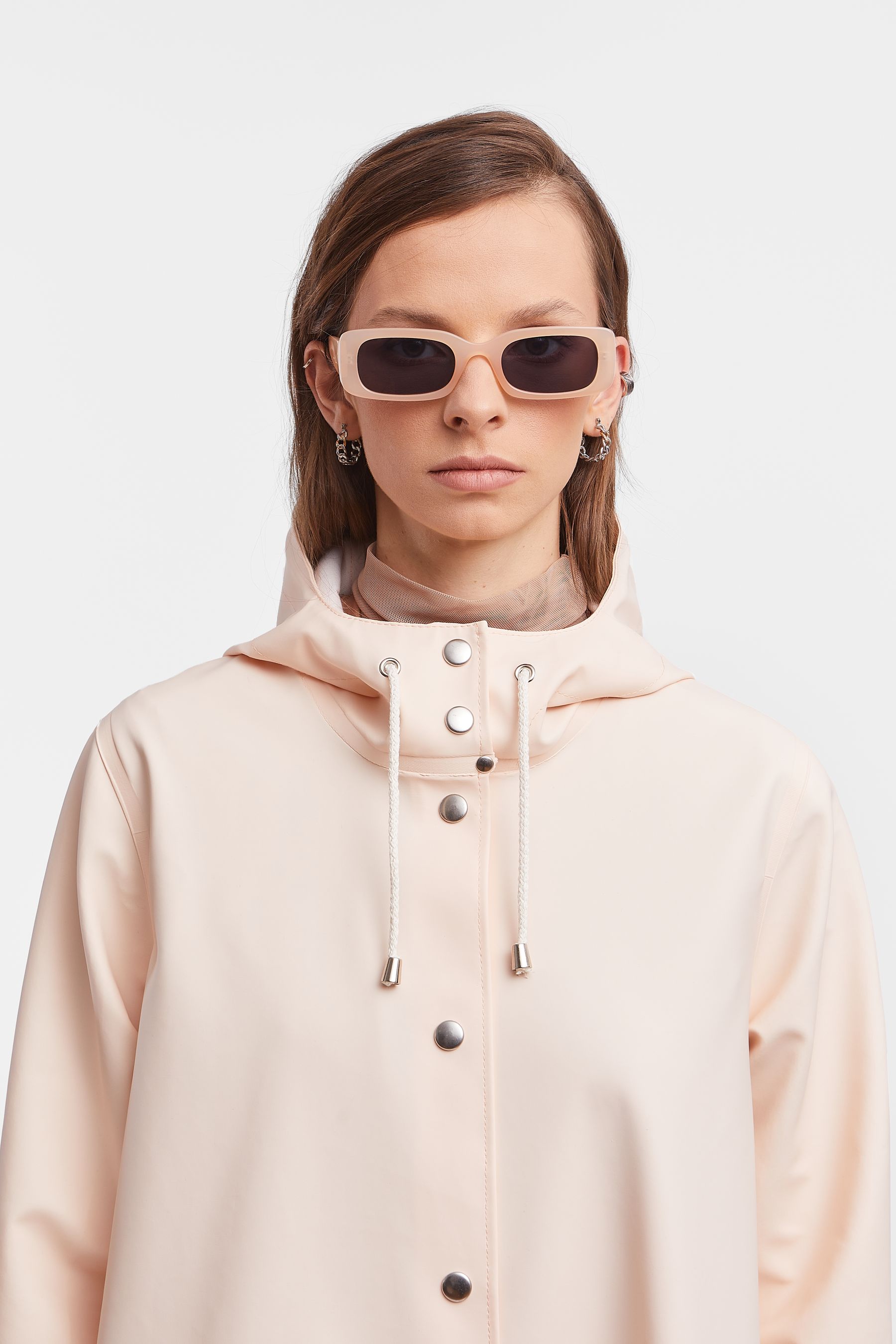 stutterheim mosebacke long print raincoat peach women jackets raincoats