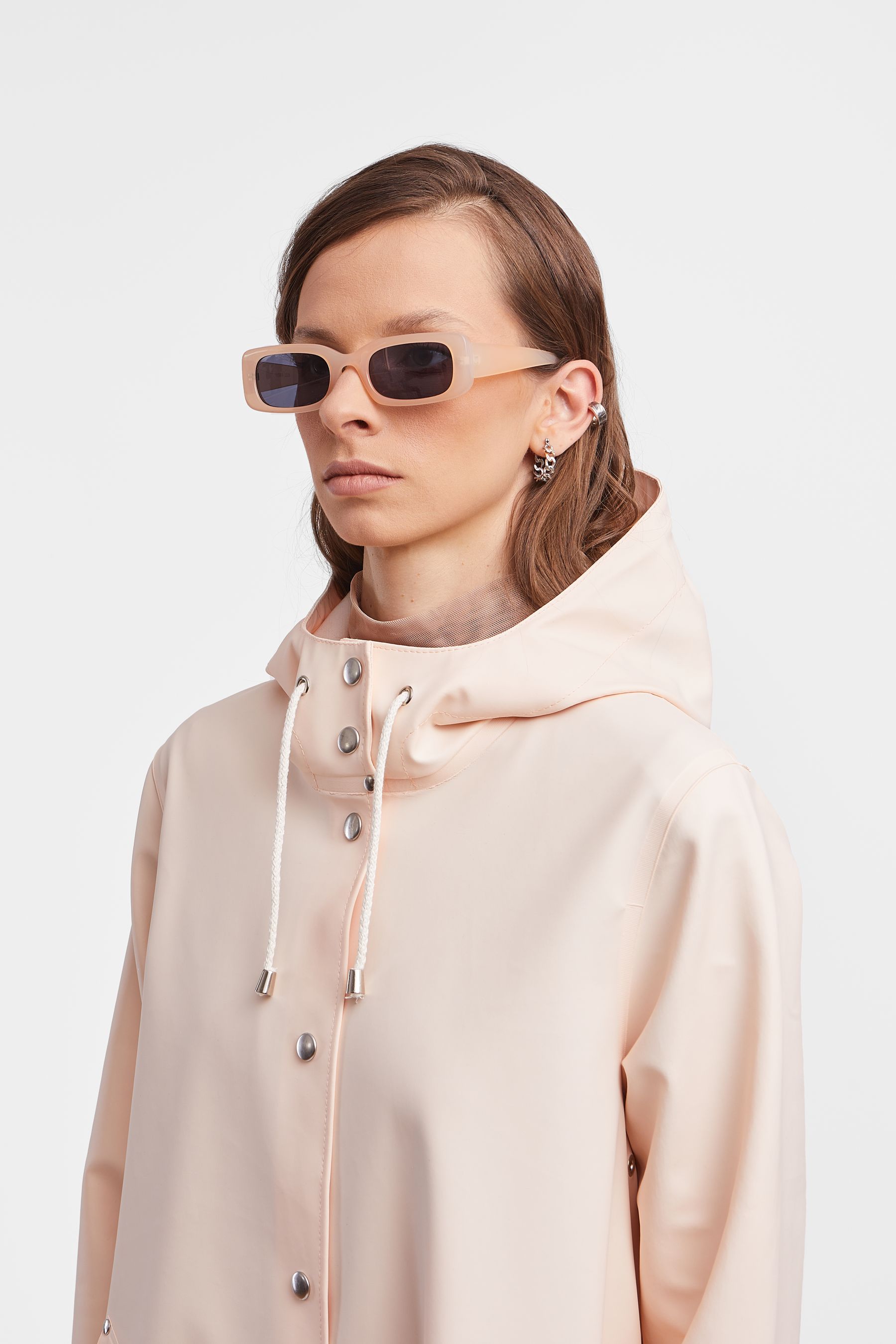 stutterheim mosebacke long print raincoat peach women jackets raincoats