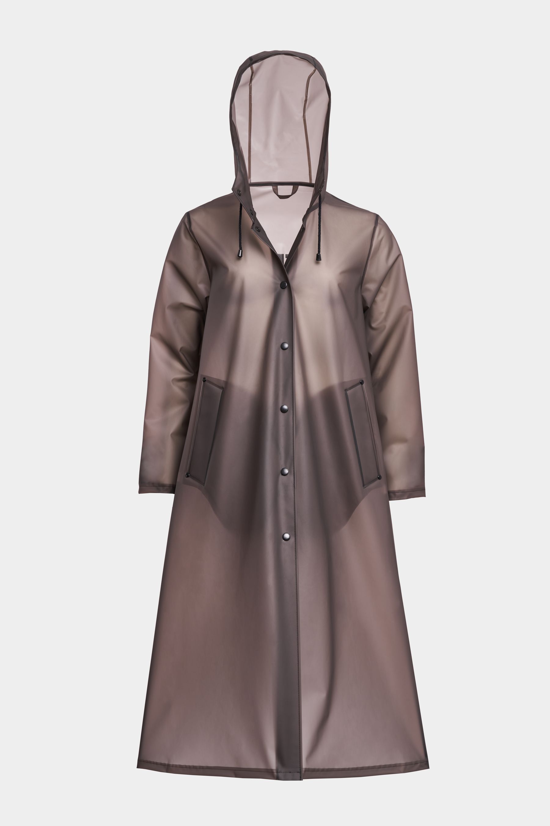 stutterheim mosebacke long print raincoat smoke women jackets long-raincoats