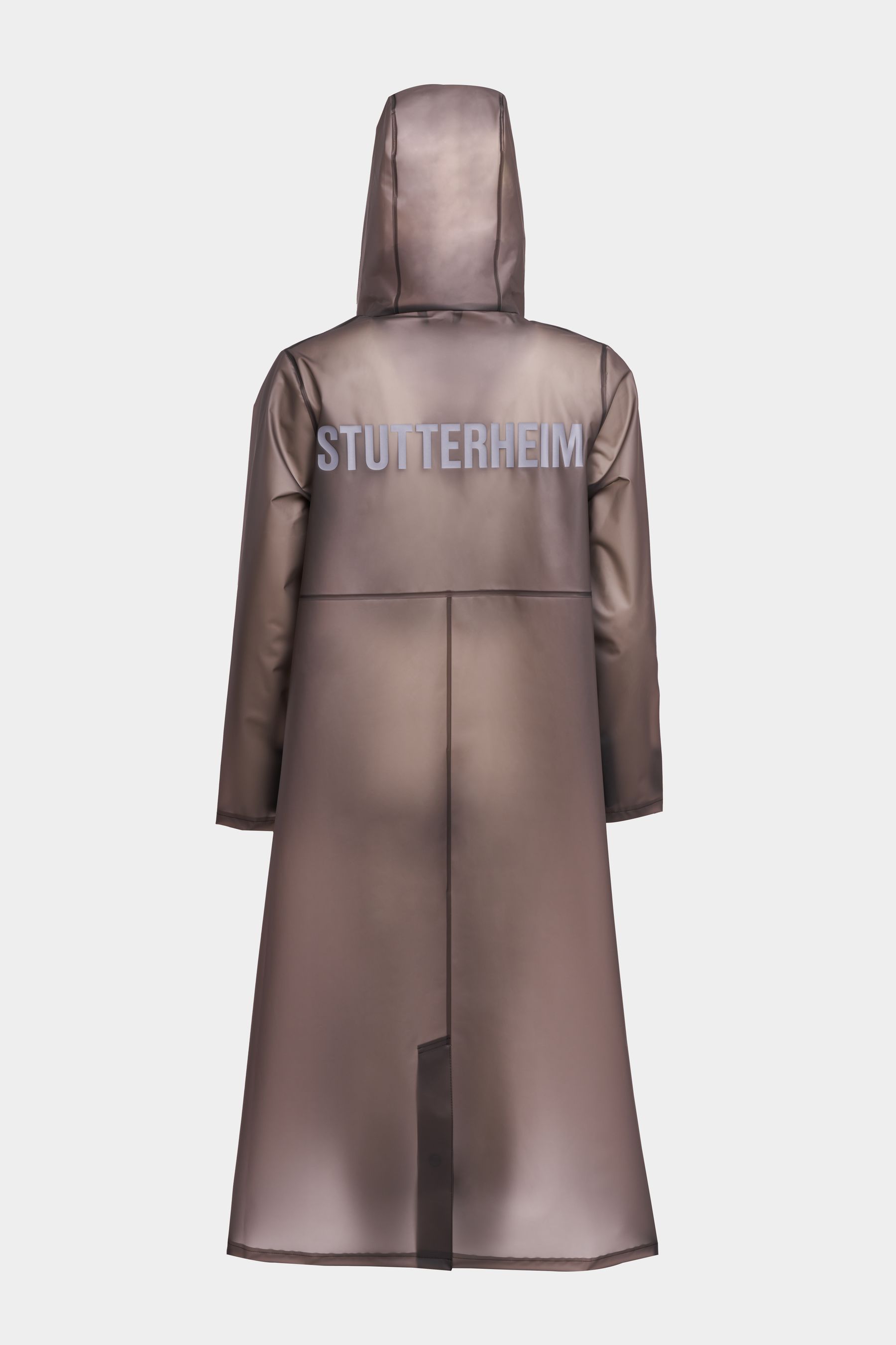stutterheim mosebacke long print raincoat smoke women jackets long-raincoats