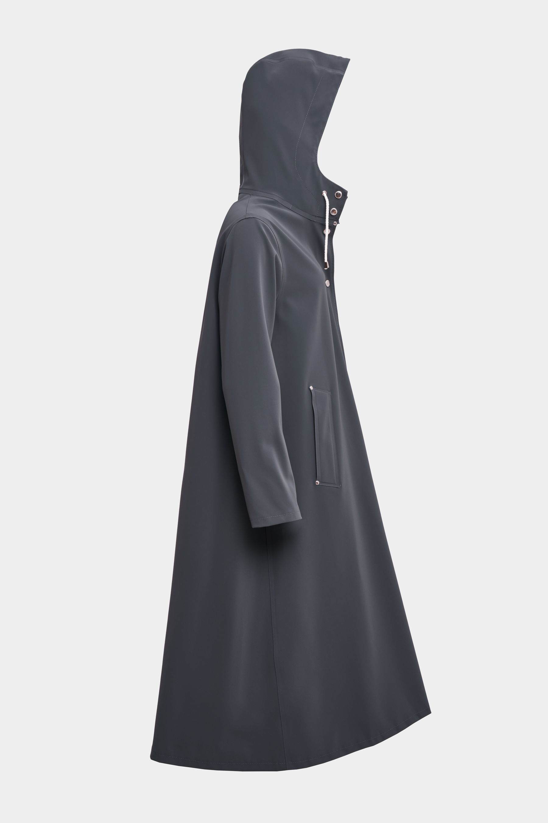 stutterheim mosebacke long matte raincoat charcoal women jackets raincoats