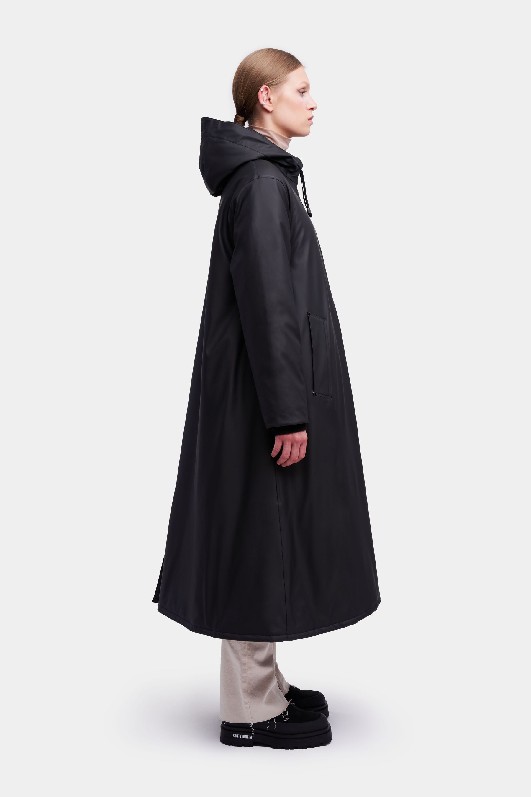 stutterheim mosebacke long winter jacket black women jackets winter-coats