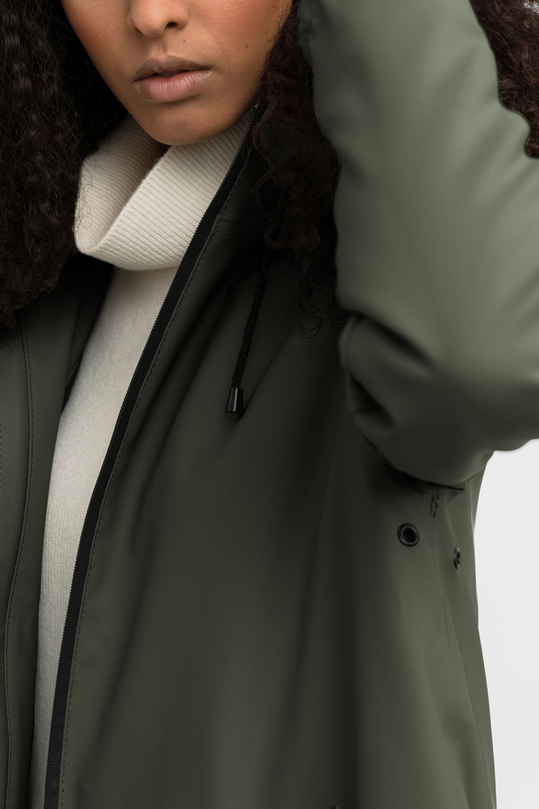 stutterheim mosebacke long winter khaki green women jackets raincoats