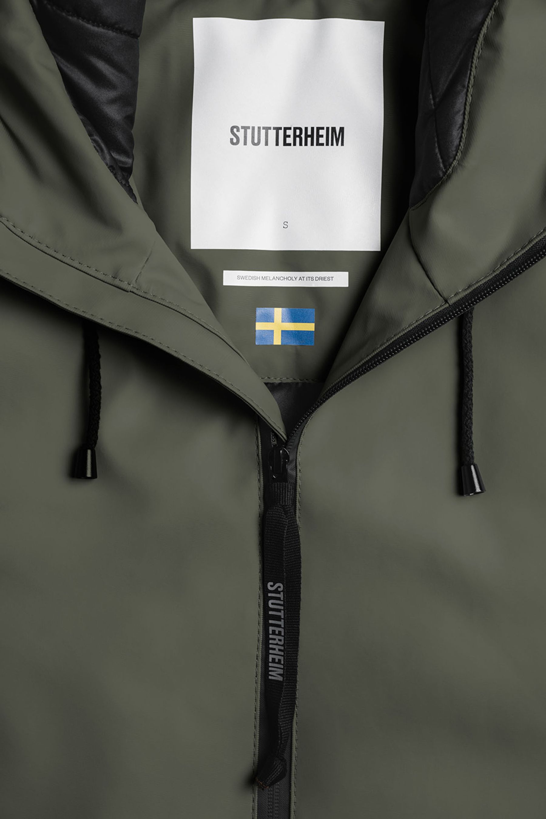 stutterheim mosebacke long winter khaki green women jackets raincoats