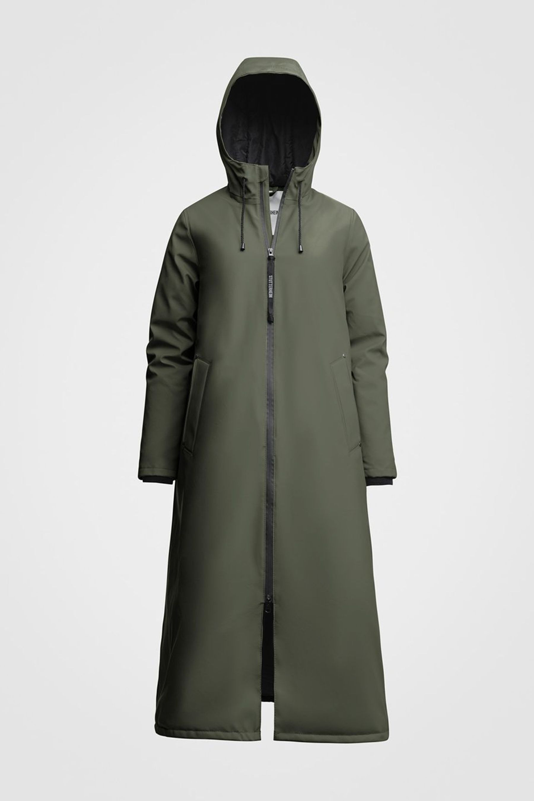 stutterheim mosebacke long winter khaki green women jackets raincoats