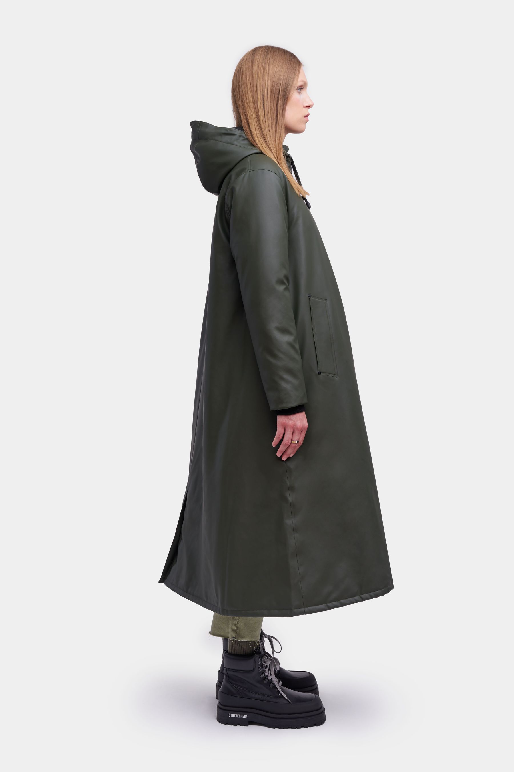 stutterheim mosebacke long winter jacket green women jackets winter-coats