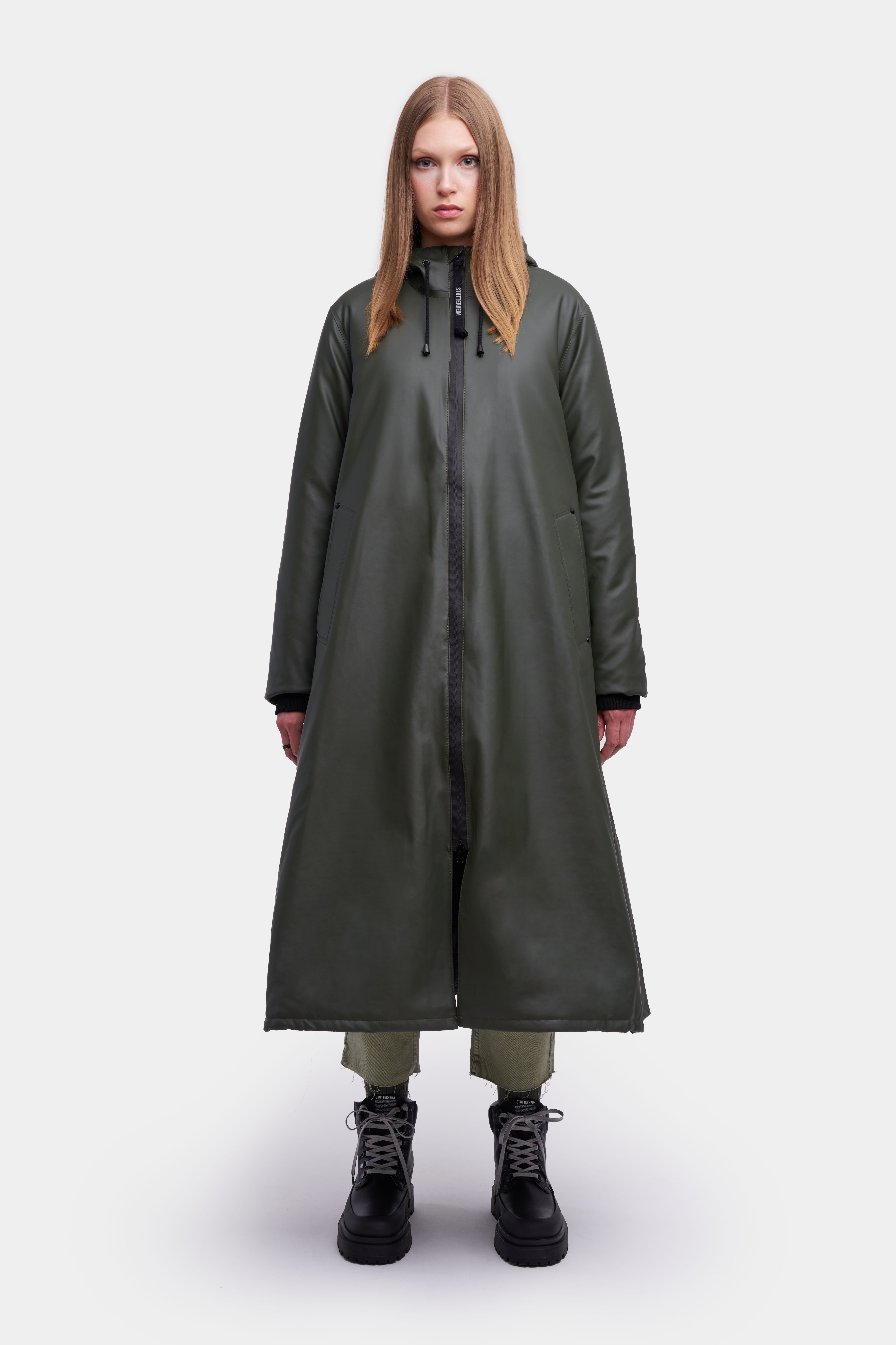 コート Stutterheim MosebackeMosebacke Long Winter Green Women's Green Raincoat - Mosebacke | STUTTERHEIM US