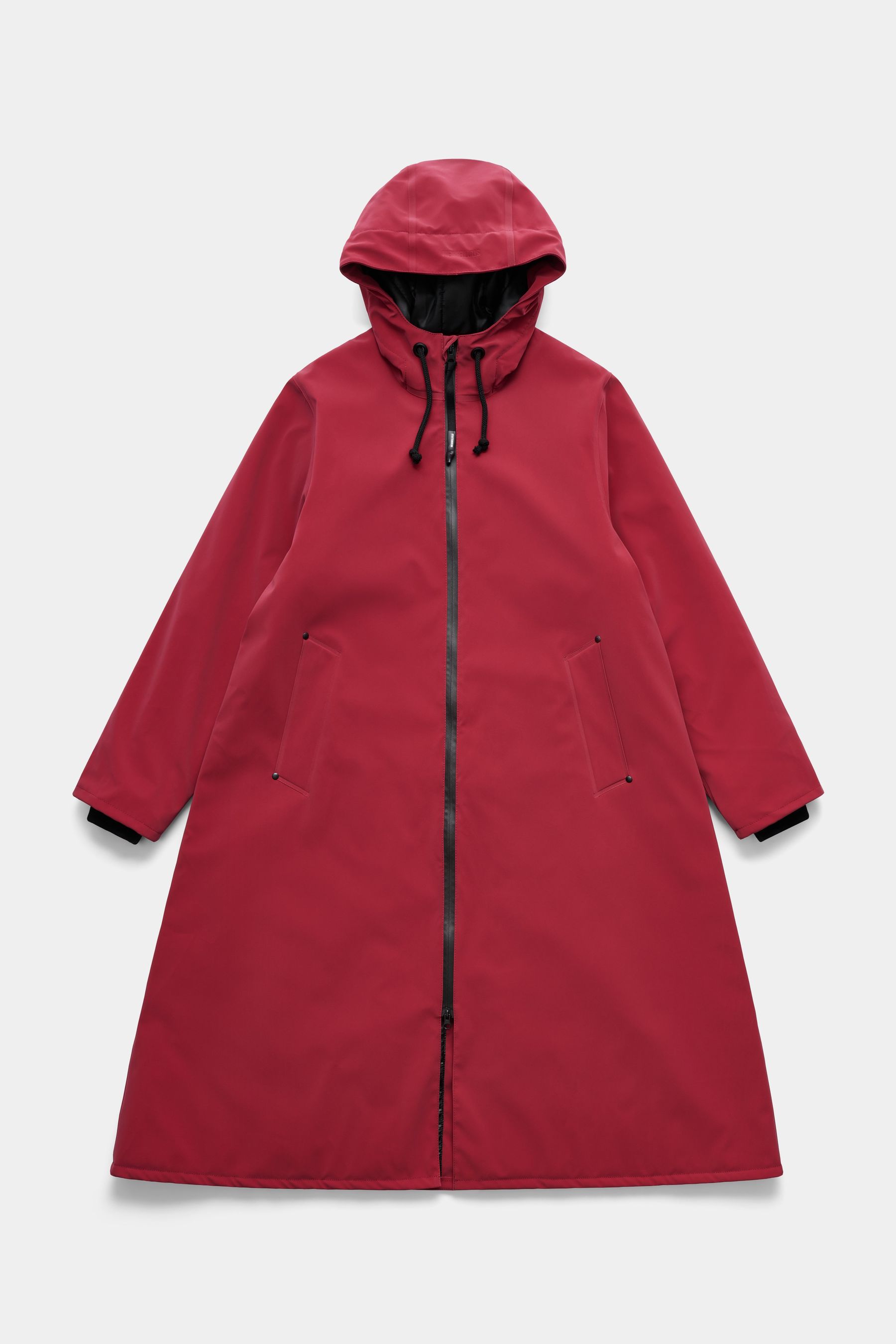 stutterheim mosebacke long winter raincoat matte burgundy women jackets winter-coats