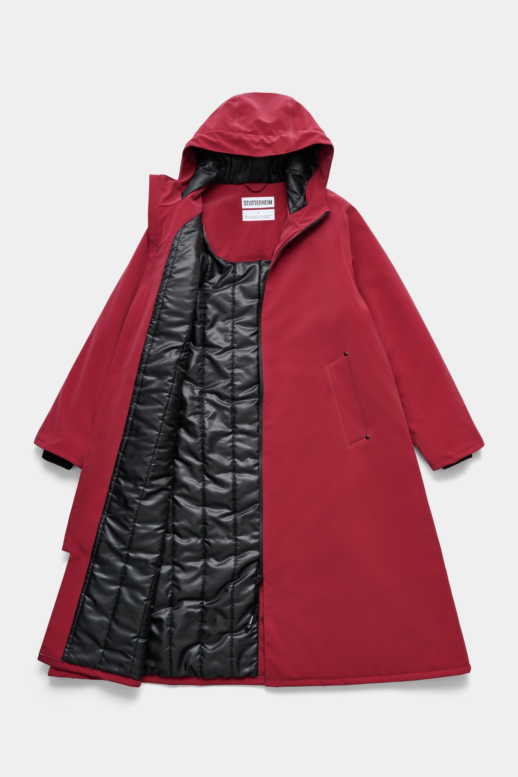 stutterheim mosebacke long winter coat burgundy women jackets winter-coats