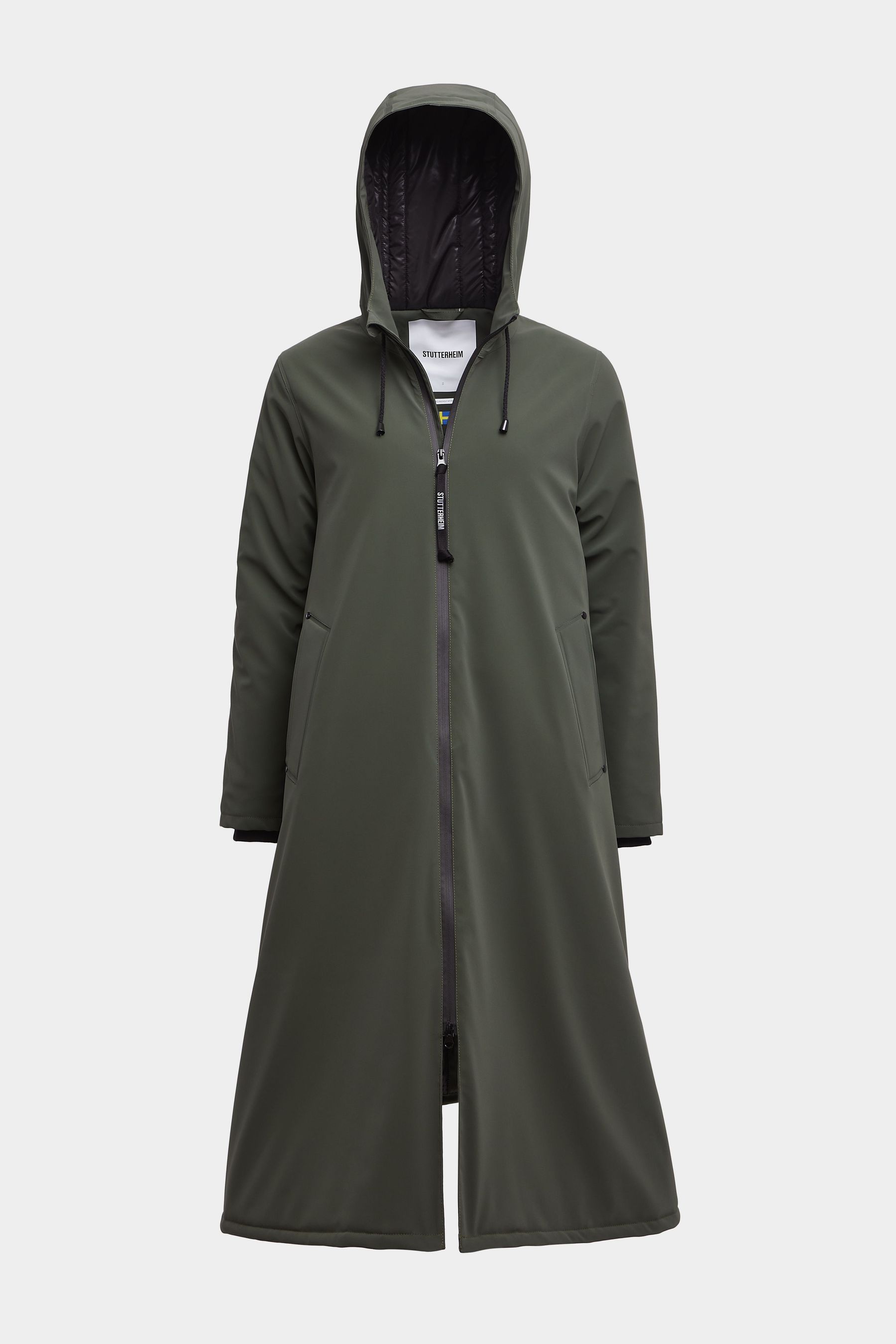 stutterheim mosebacke long matte winter jacket dark green women jackets winter-coats