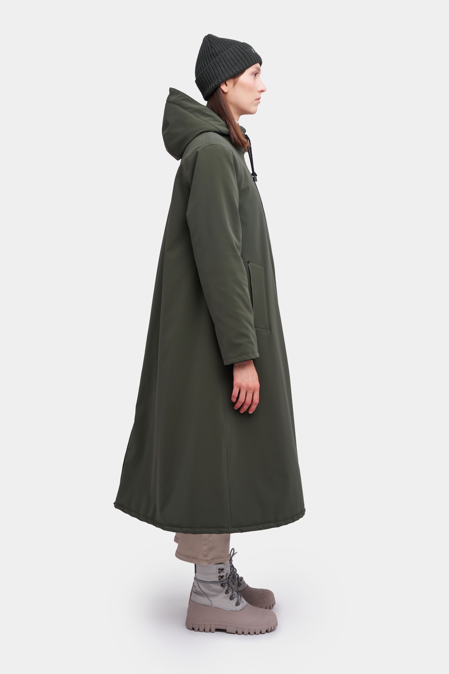 stutterheim mosebacke long matte winter jacket dark green women jackets winter-coats