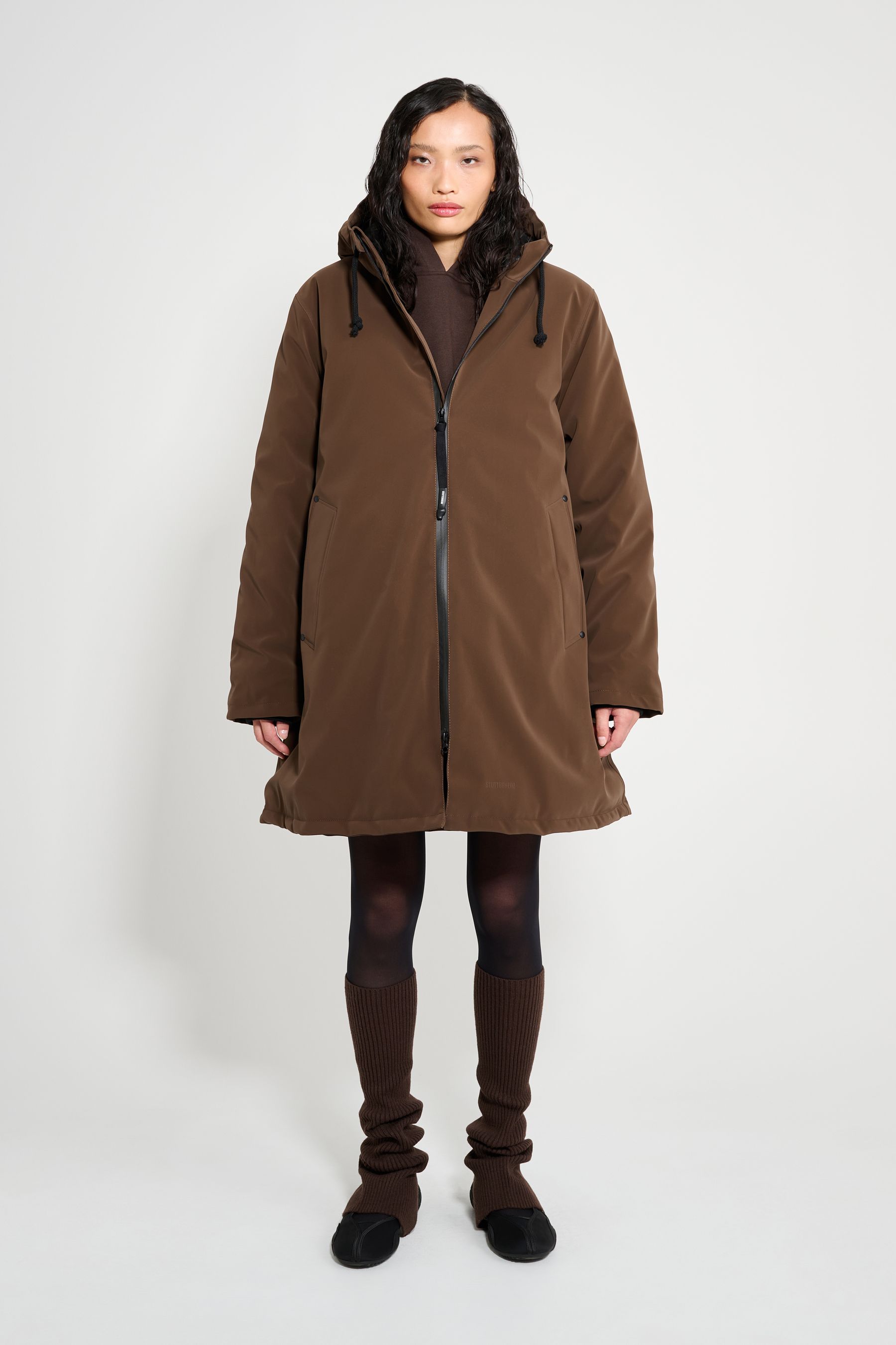 stutterheim mosebacke matte winter coat dark brown women jackets winter-coats