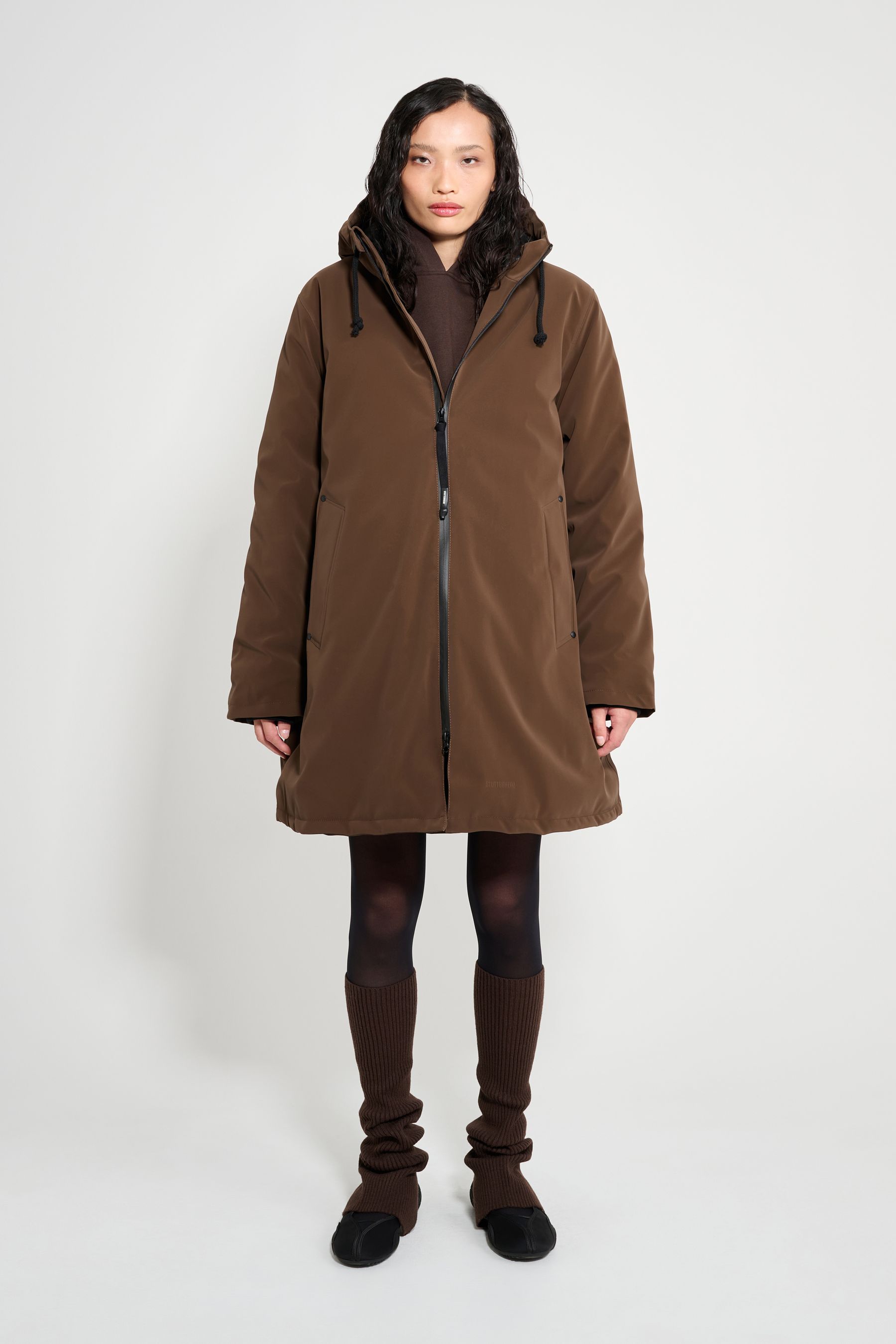 stutterheim mosebacke matte winter coat dark brown women jackets winter-coats