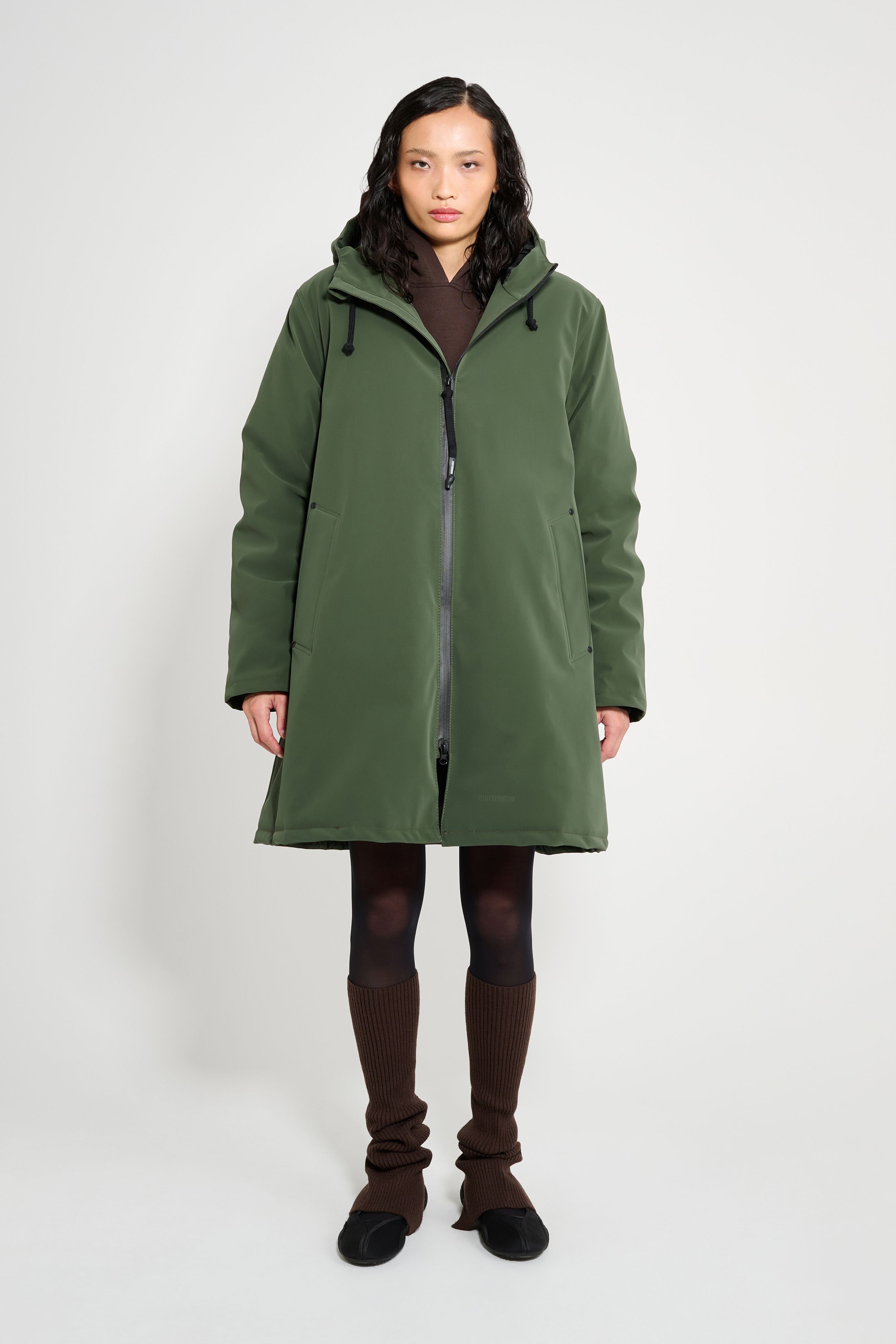 stutterheim mosebacke matte winter coat green women jackets winter-coats