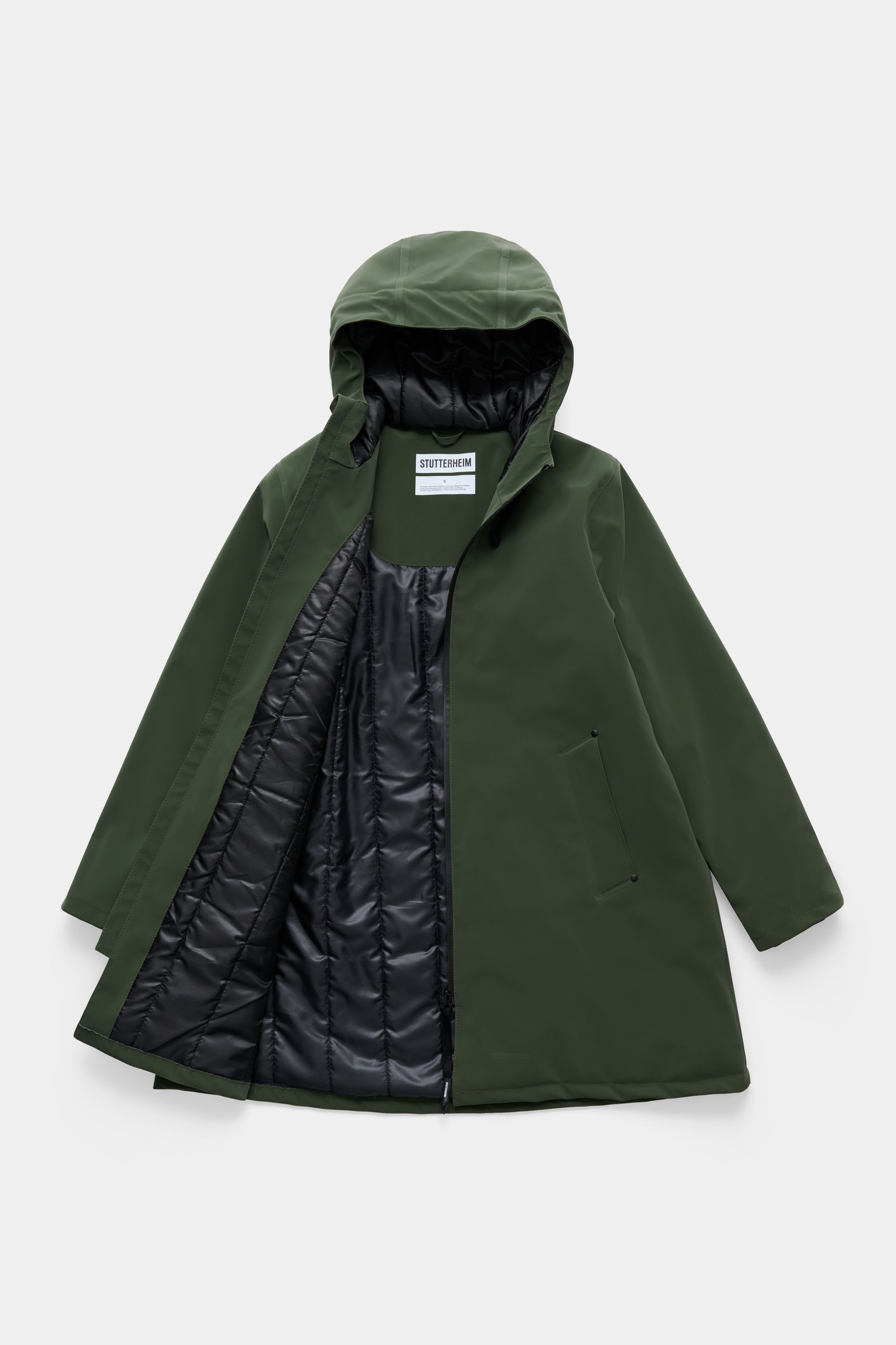 stutterheim mosebacke matte winter coat green women jackets winter-coats