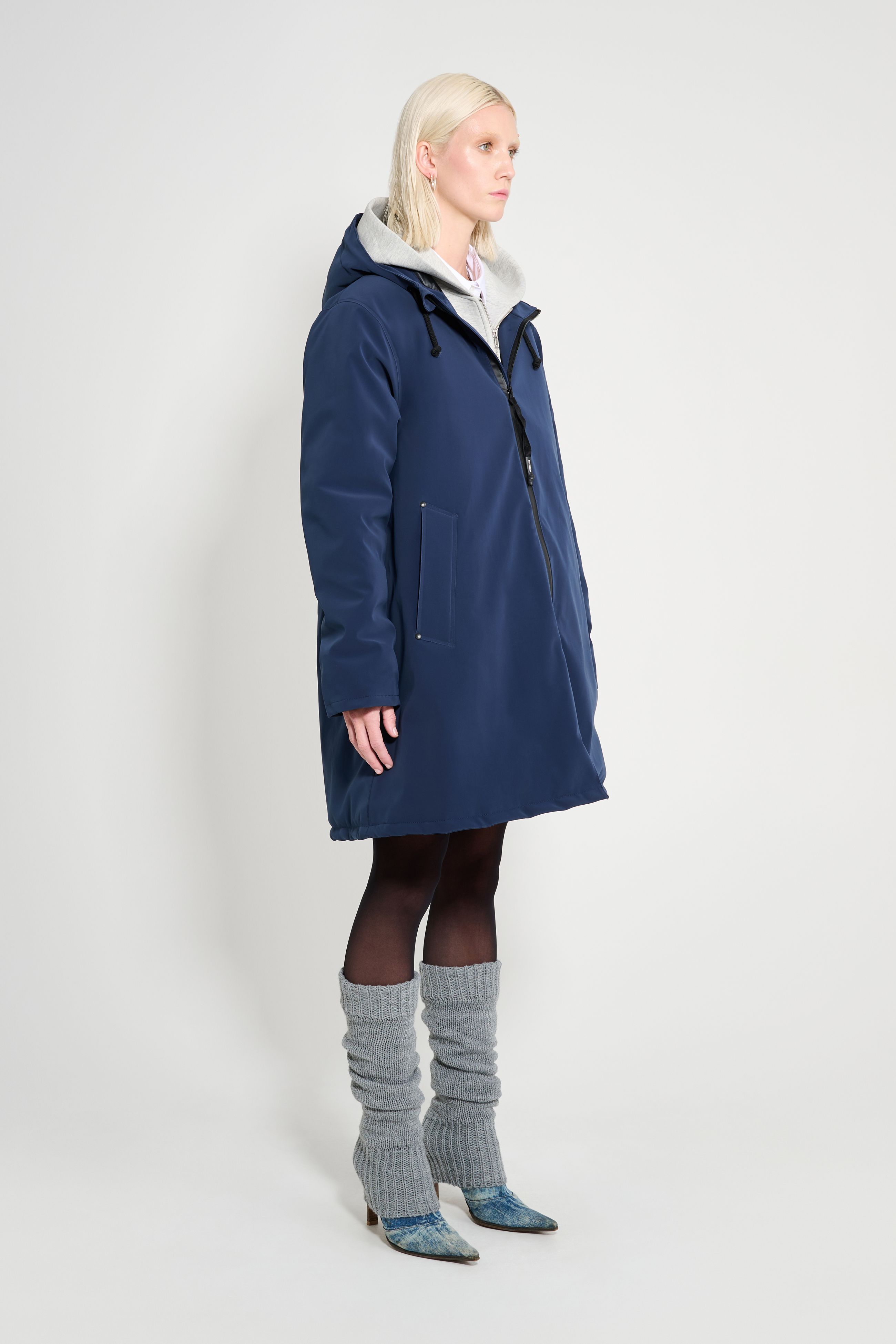 Stutterheim Mosebacke Matte Winter Coat In Blue