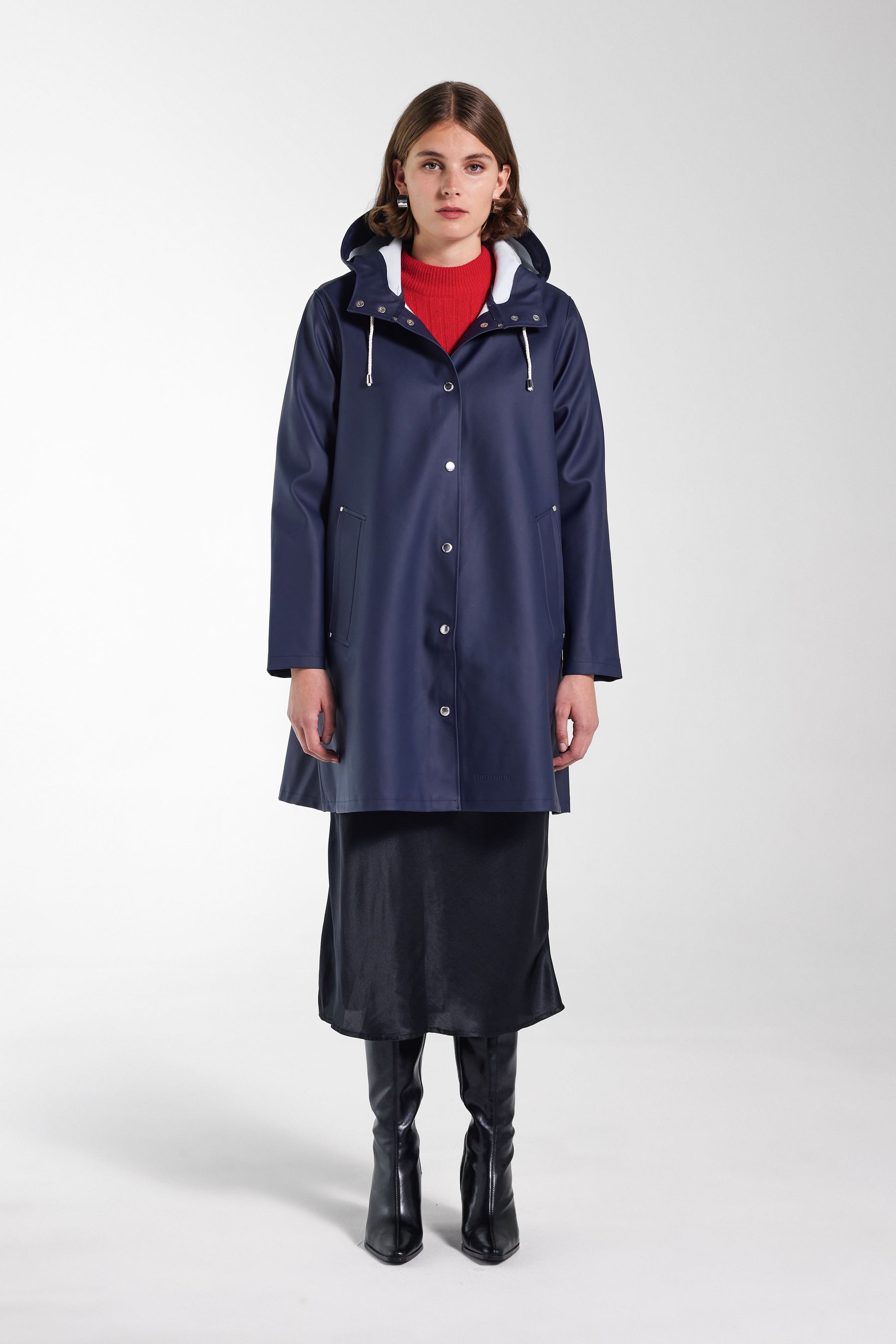 stutterheim mosebacke raincoat navy women jackets raincoats