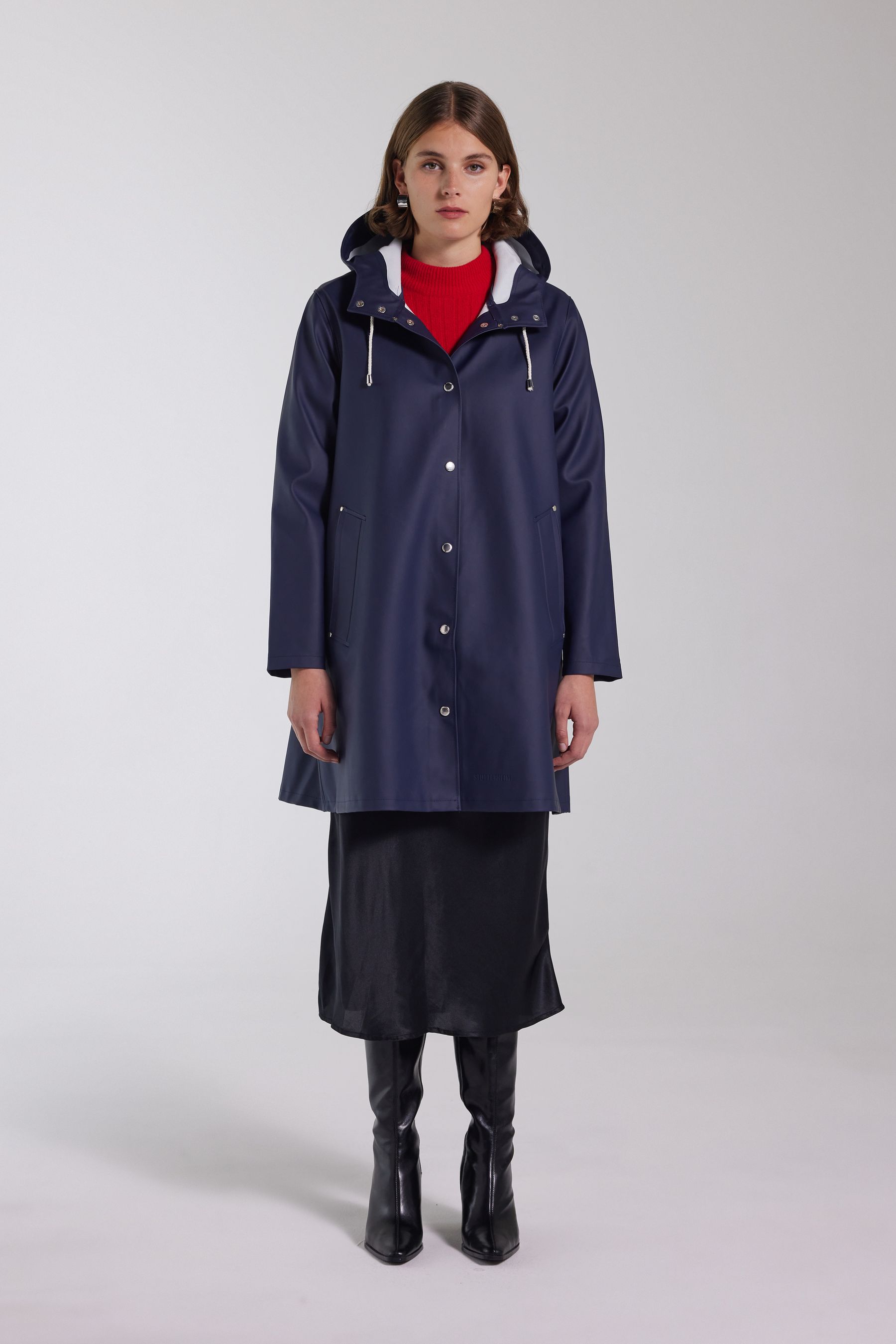 stutterheim mosebacke raincoat navy women jackets raincoats