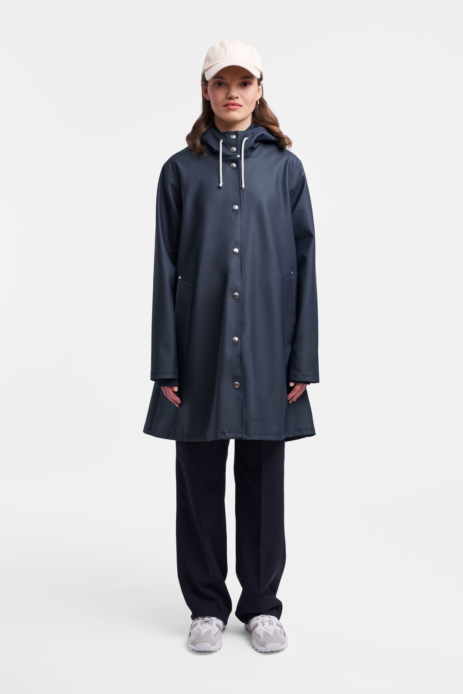 stutterheim mosebacke raincoat navy women jackets raincoats