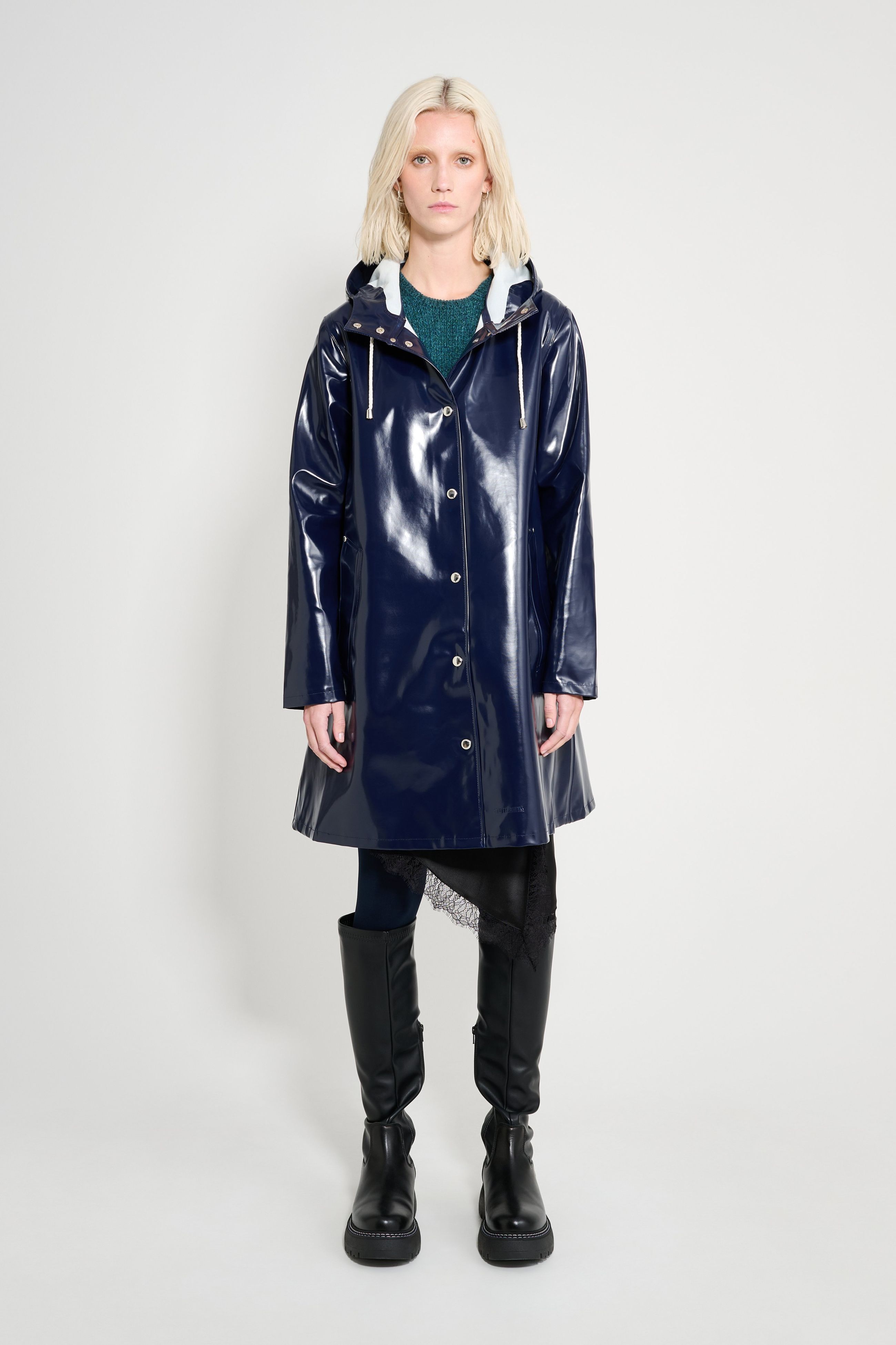 stutterheim mosebacke opal raincoat navy women jackets raincoats
