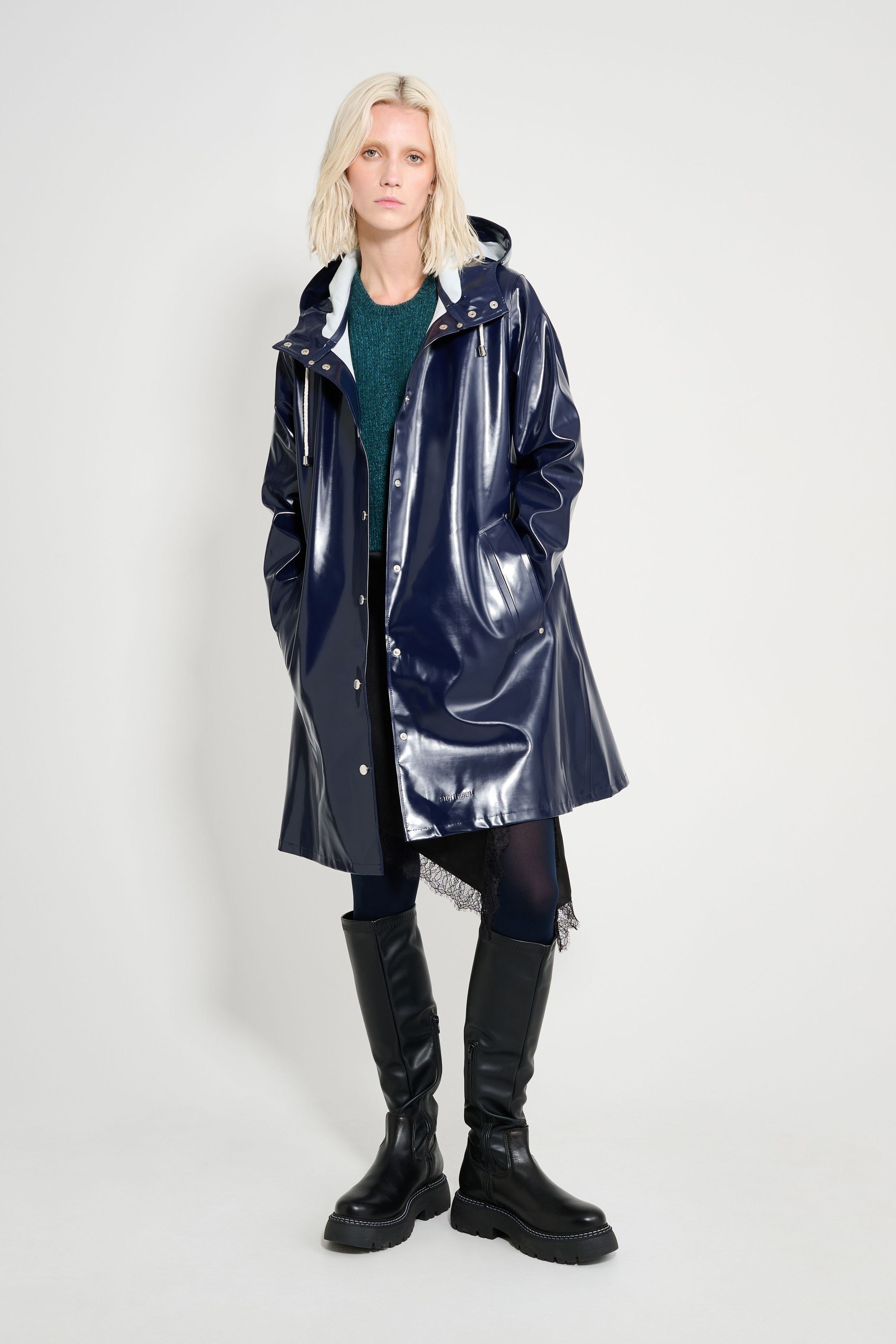 stutterheim mosebacke opal raincoat navy women jackets raincoats