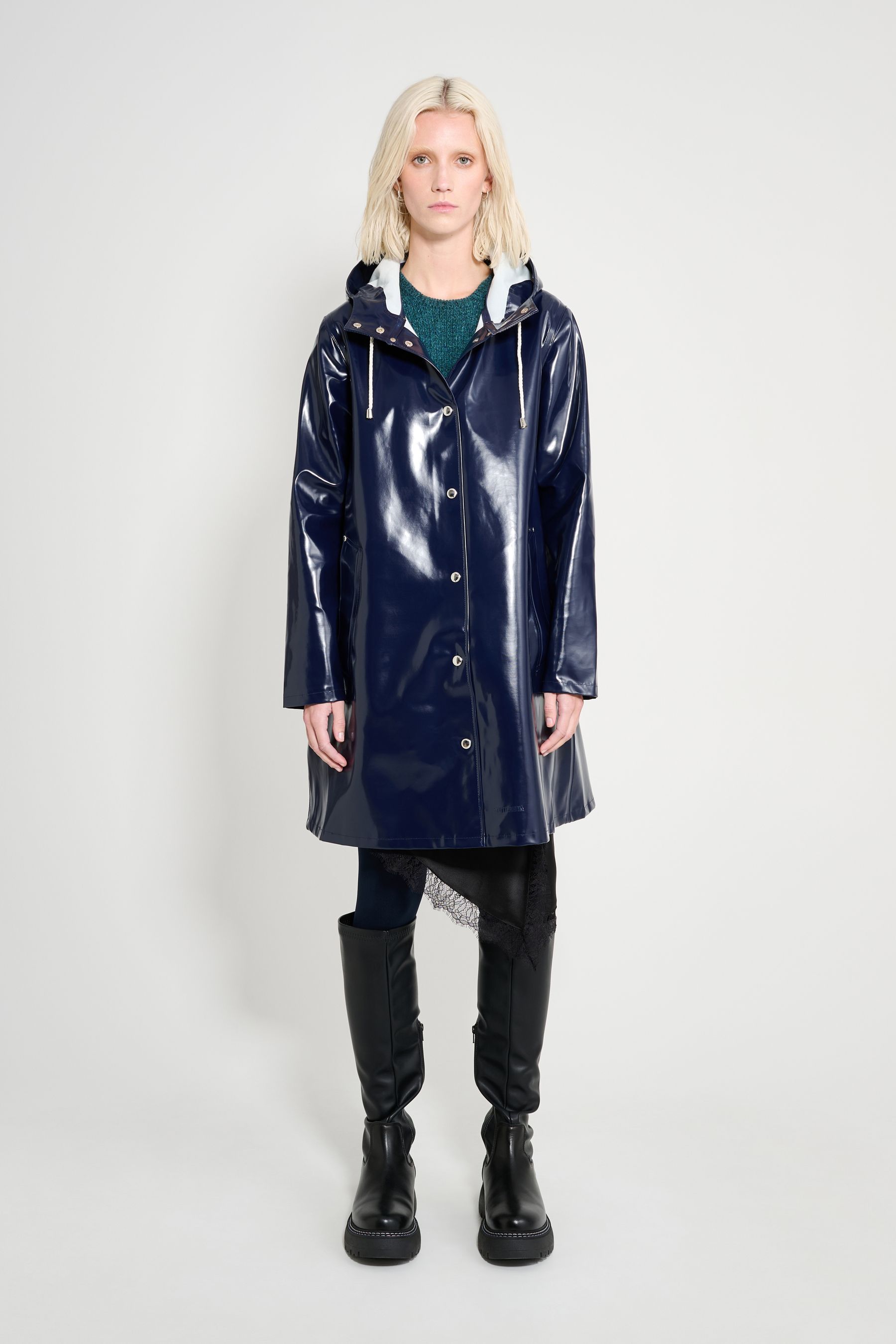stutterheim mosebacke opal raincoat navy women jackets raincoats
