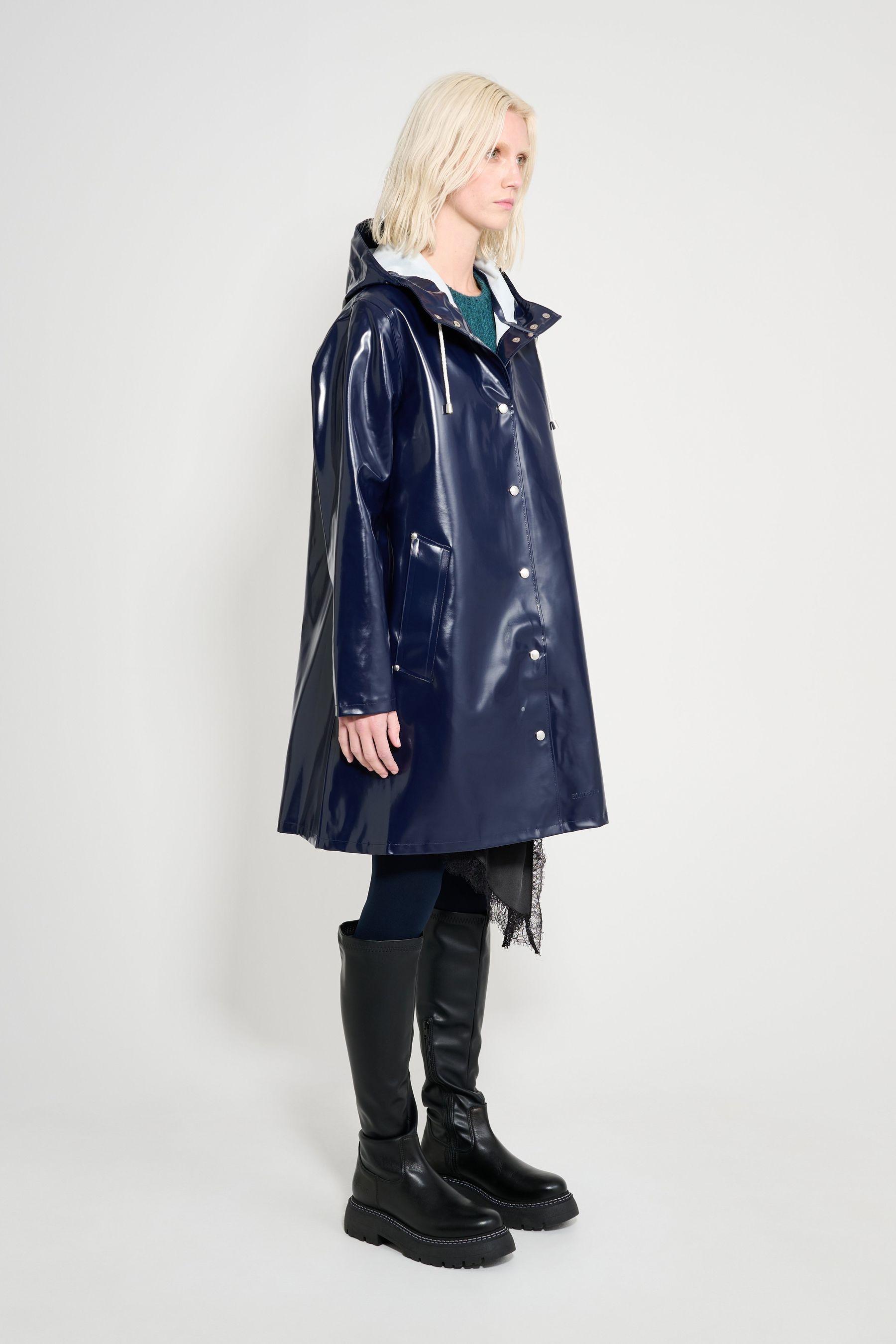 stutterheim mosebacke opal raincoat navy women jackets raincoats