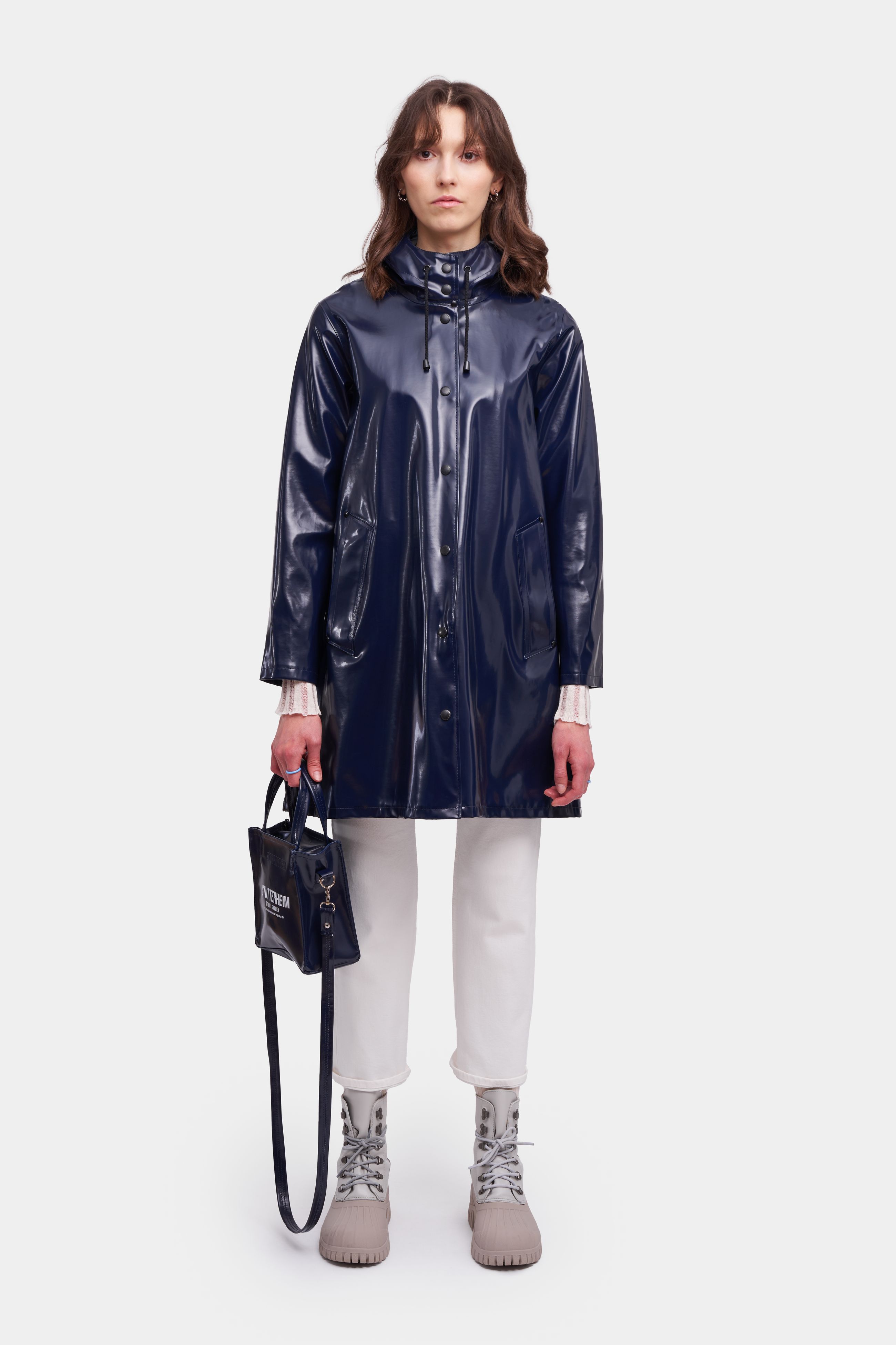 stutterheim mosebacke opal raincoat navy women jackets raincoats