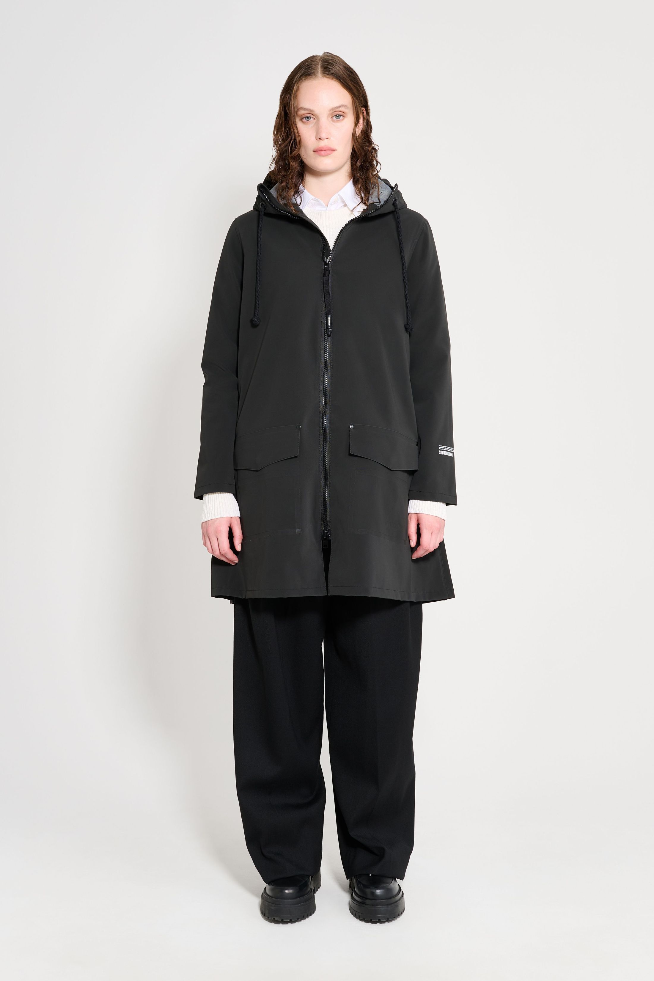 stutterheim mosebacke patch black women jackets raincoats