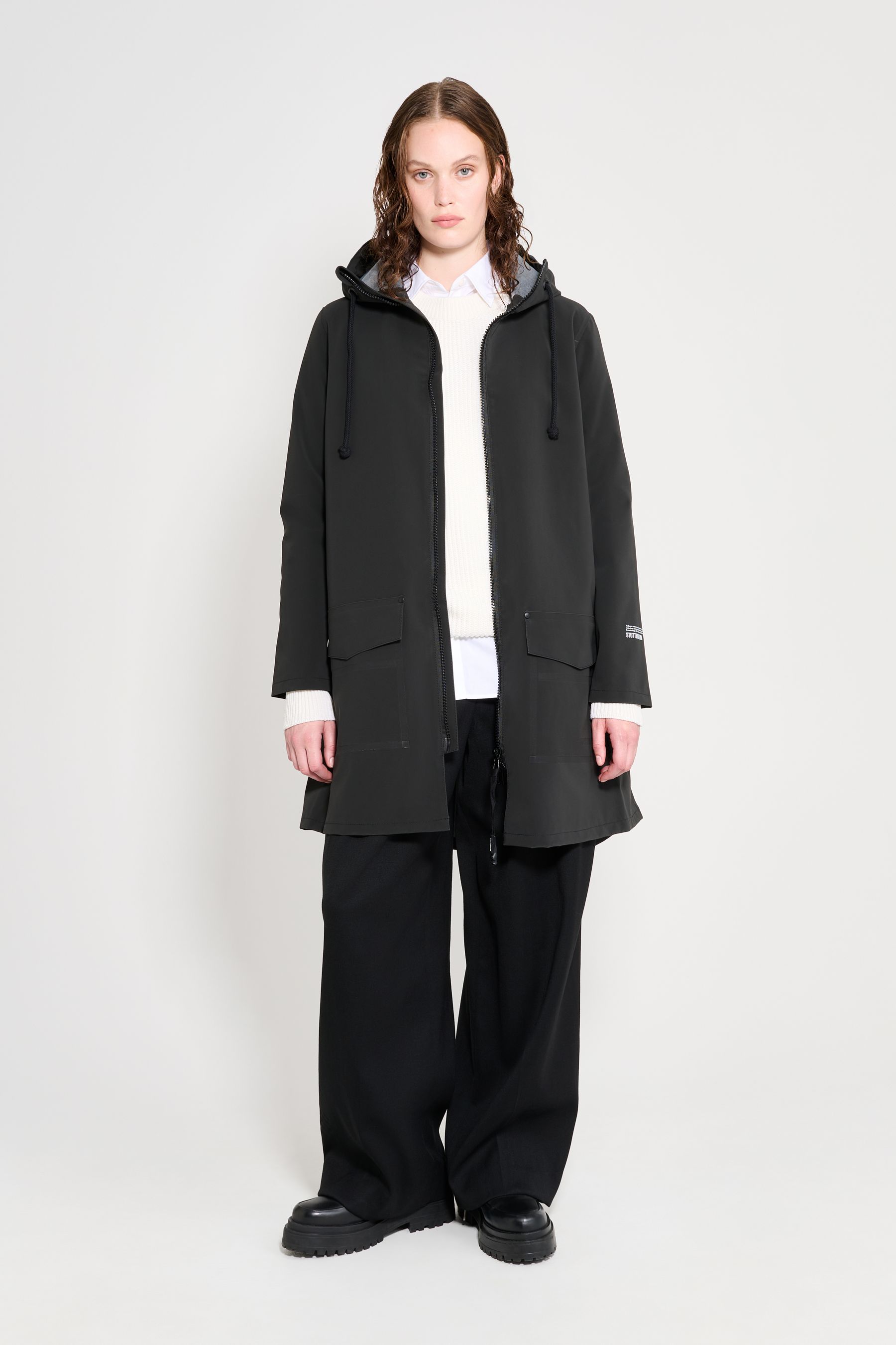 stutterheim mosebacke patch black women jackets raincoats