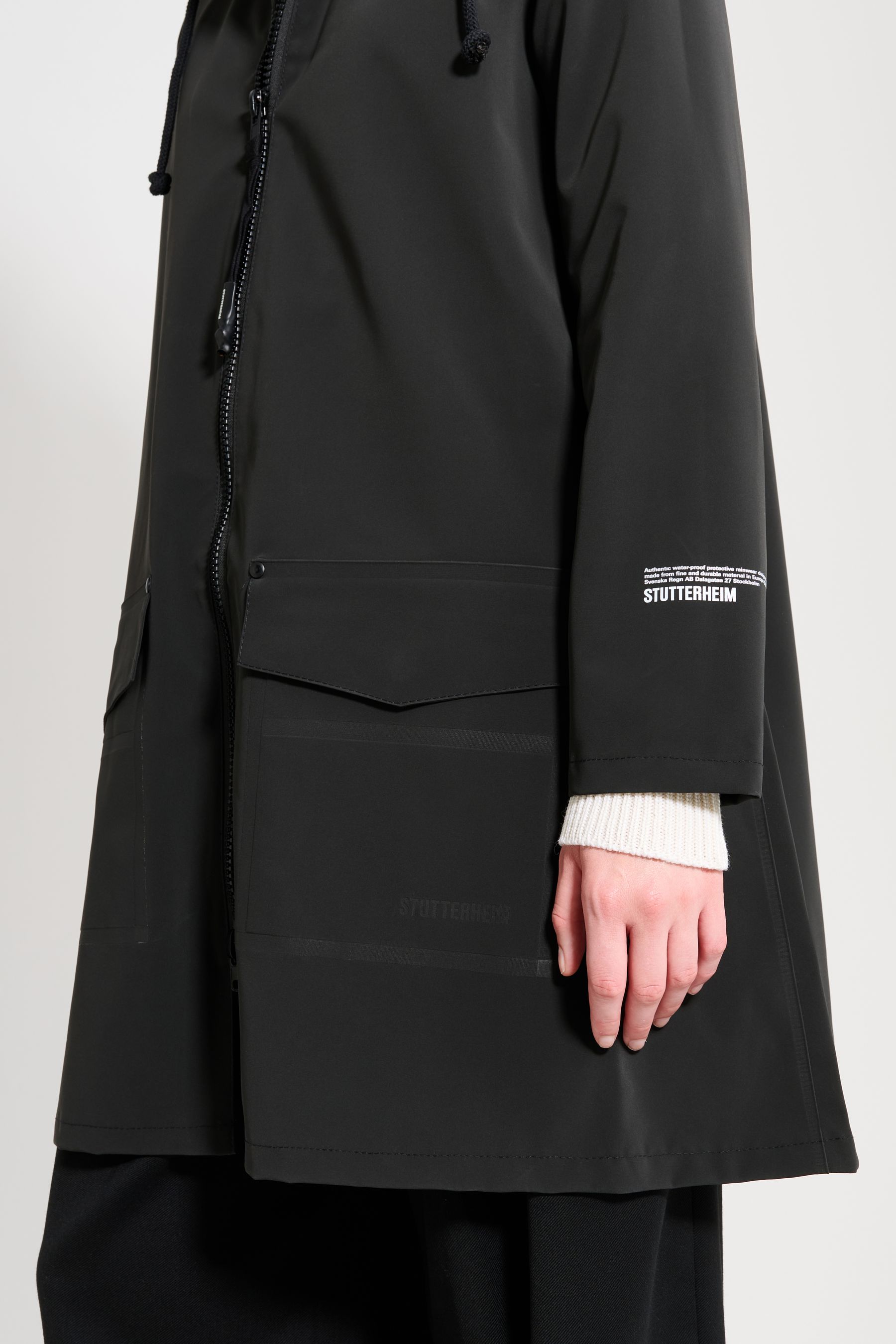 stutterheim mosebacke patch black women jackets raincoats