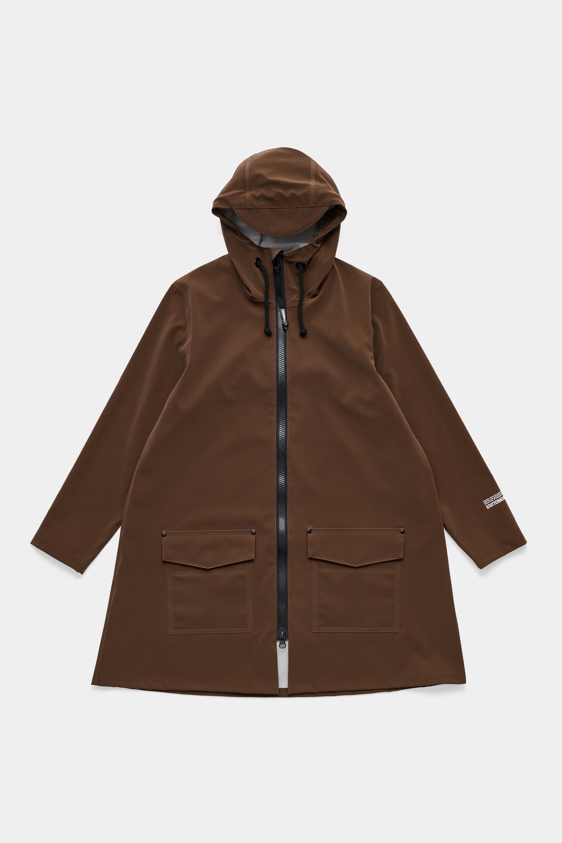 stutterheim mosebacke patch raincoat dark brown women jackets raincoats