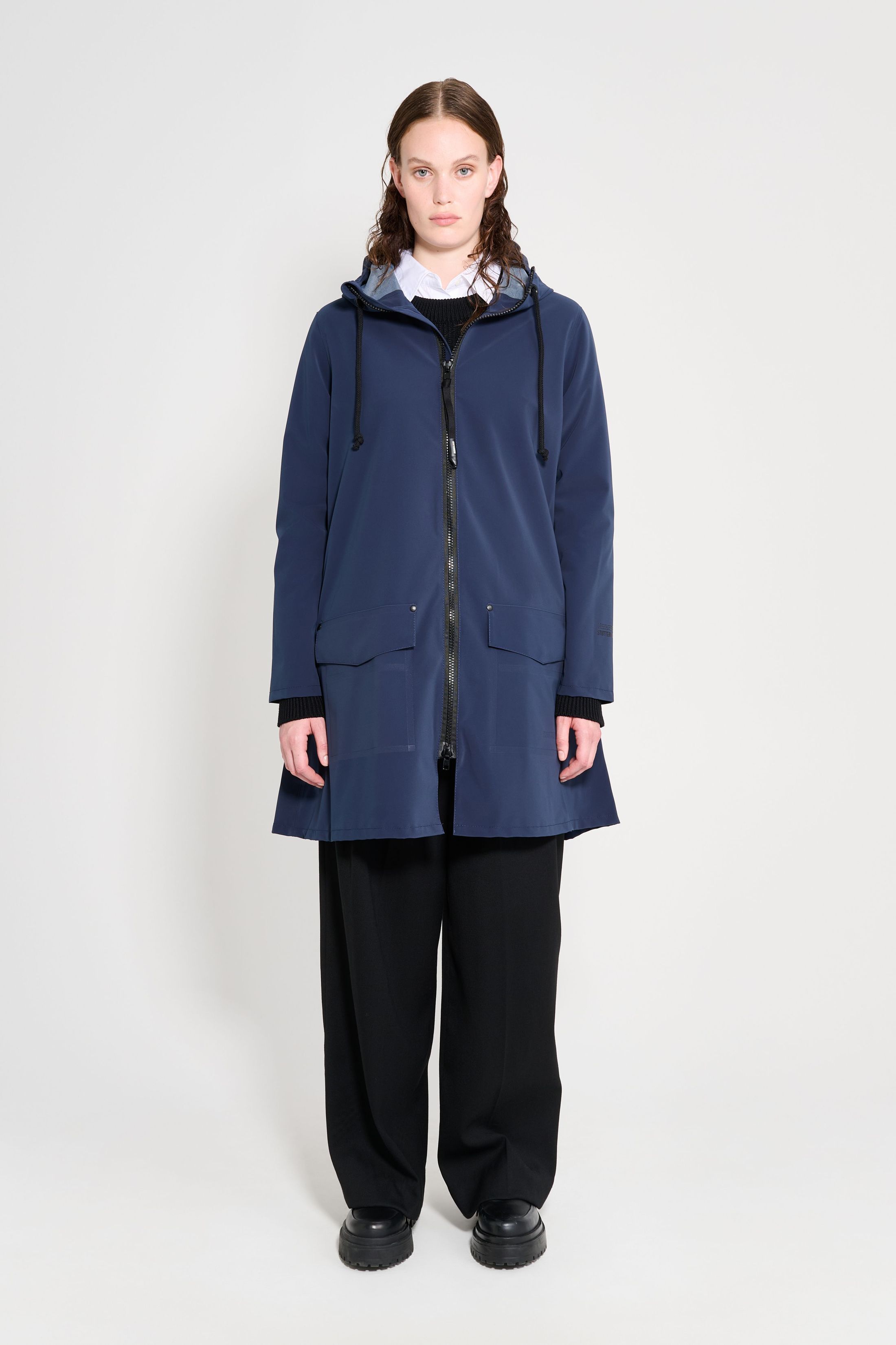 stutterheim mosebacke patch navy women jackets raincoats