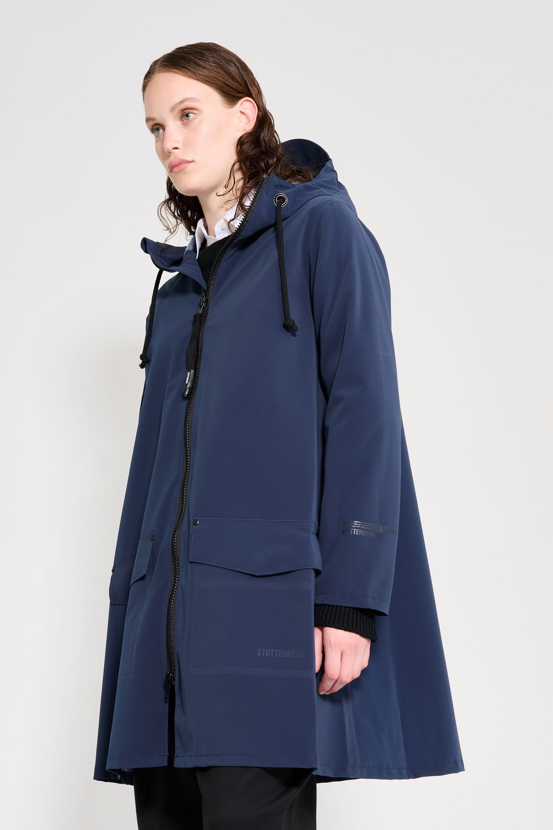 stutterheim mosebacke patch navy women jackets raincoats