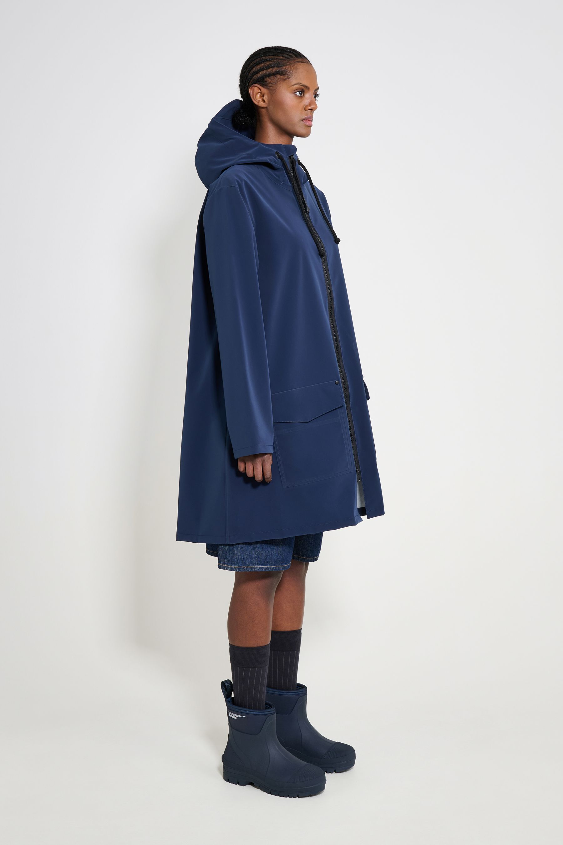 stutterheim mosebacke patch raincoat navy women jackets raincoats