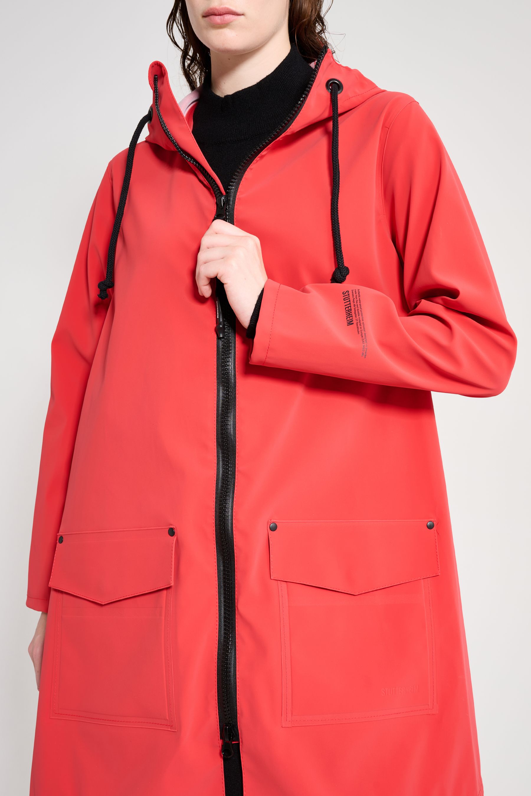 stutterheim mosebacke patch washed red women jackets raincoats