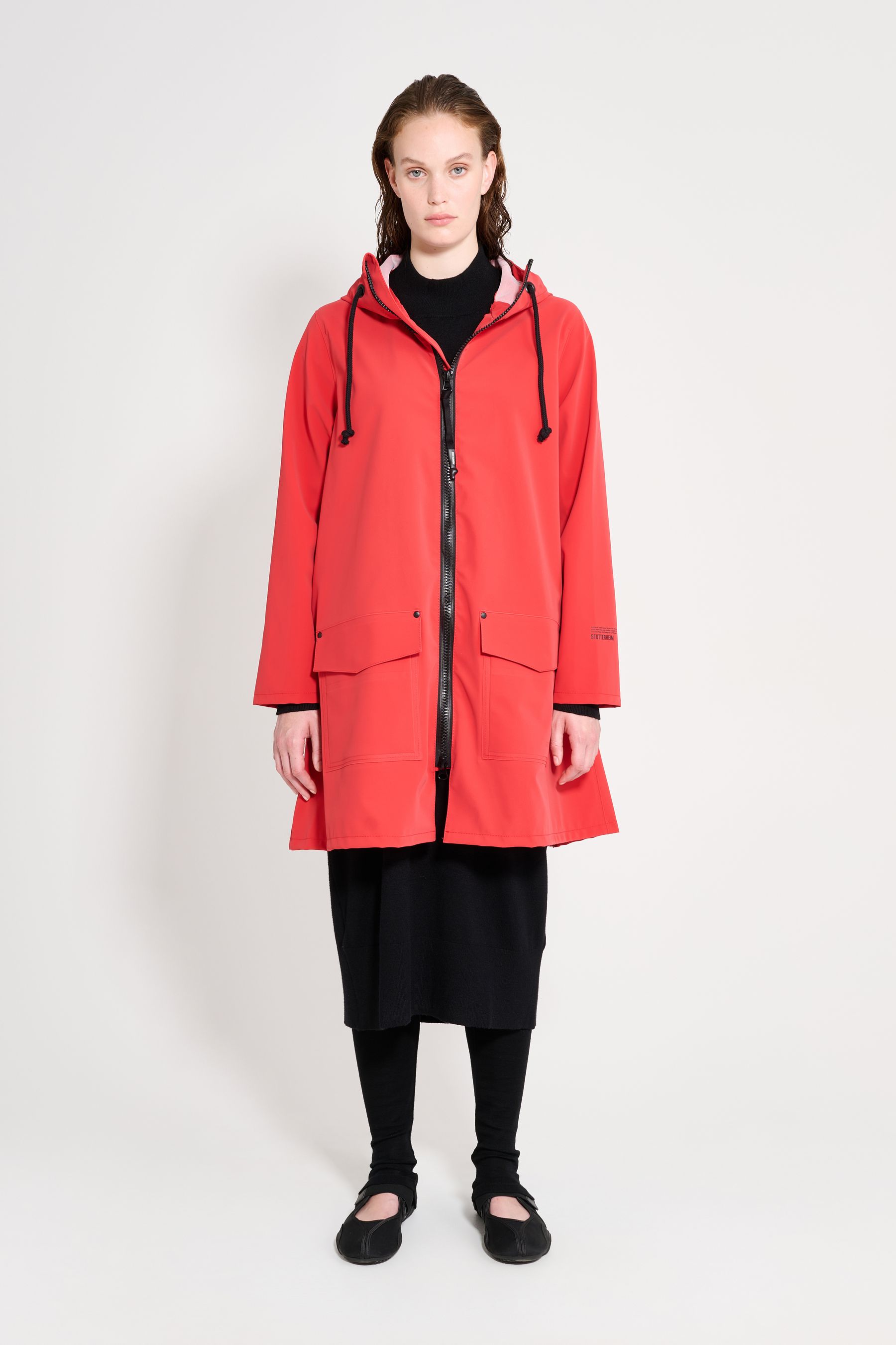 stutterheim mosebacke patch washed red women jackets raincoats