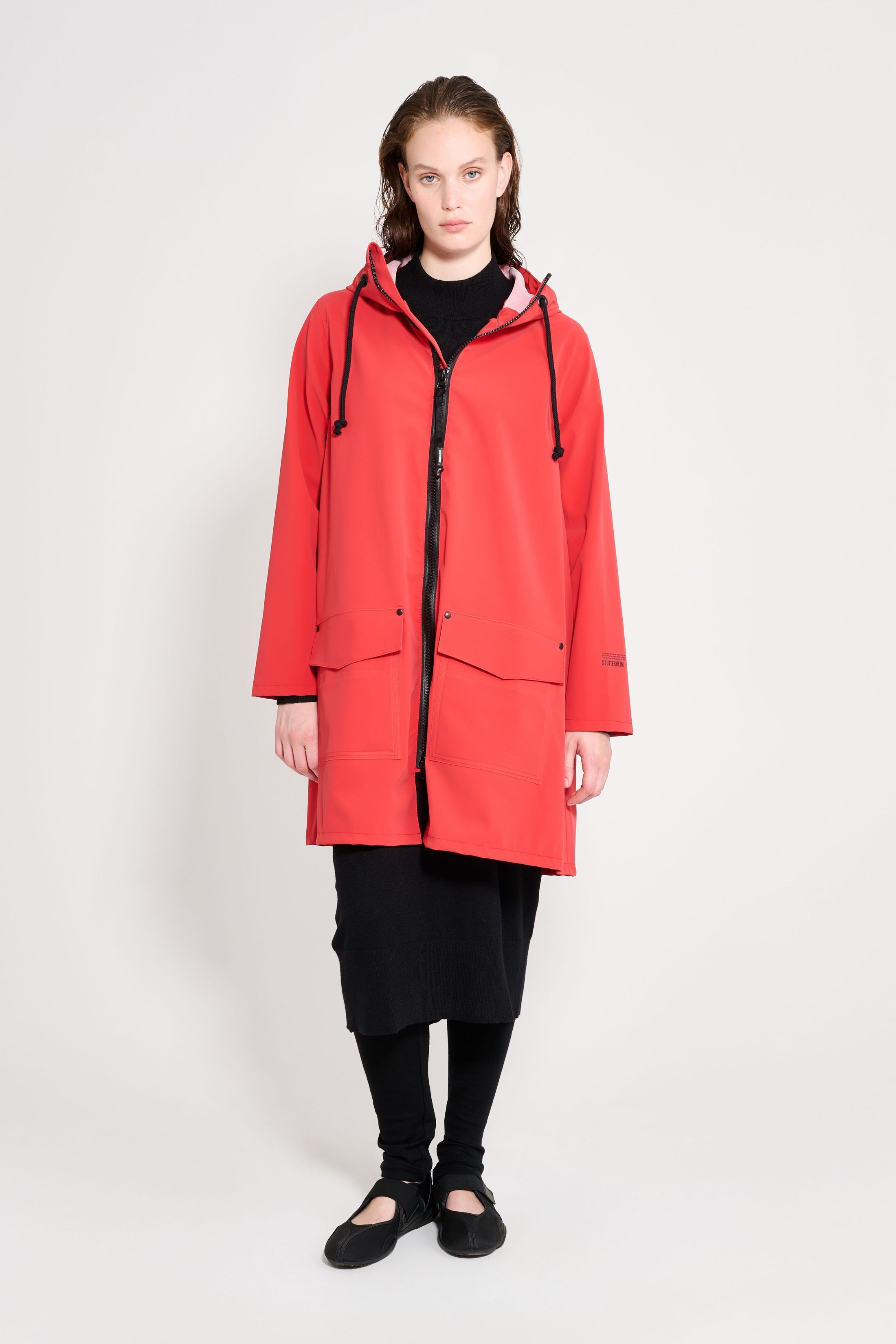 stutterheim mosebacke patch washed red women jackets raincoats