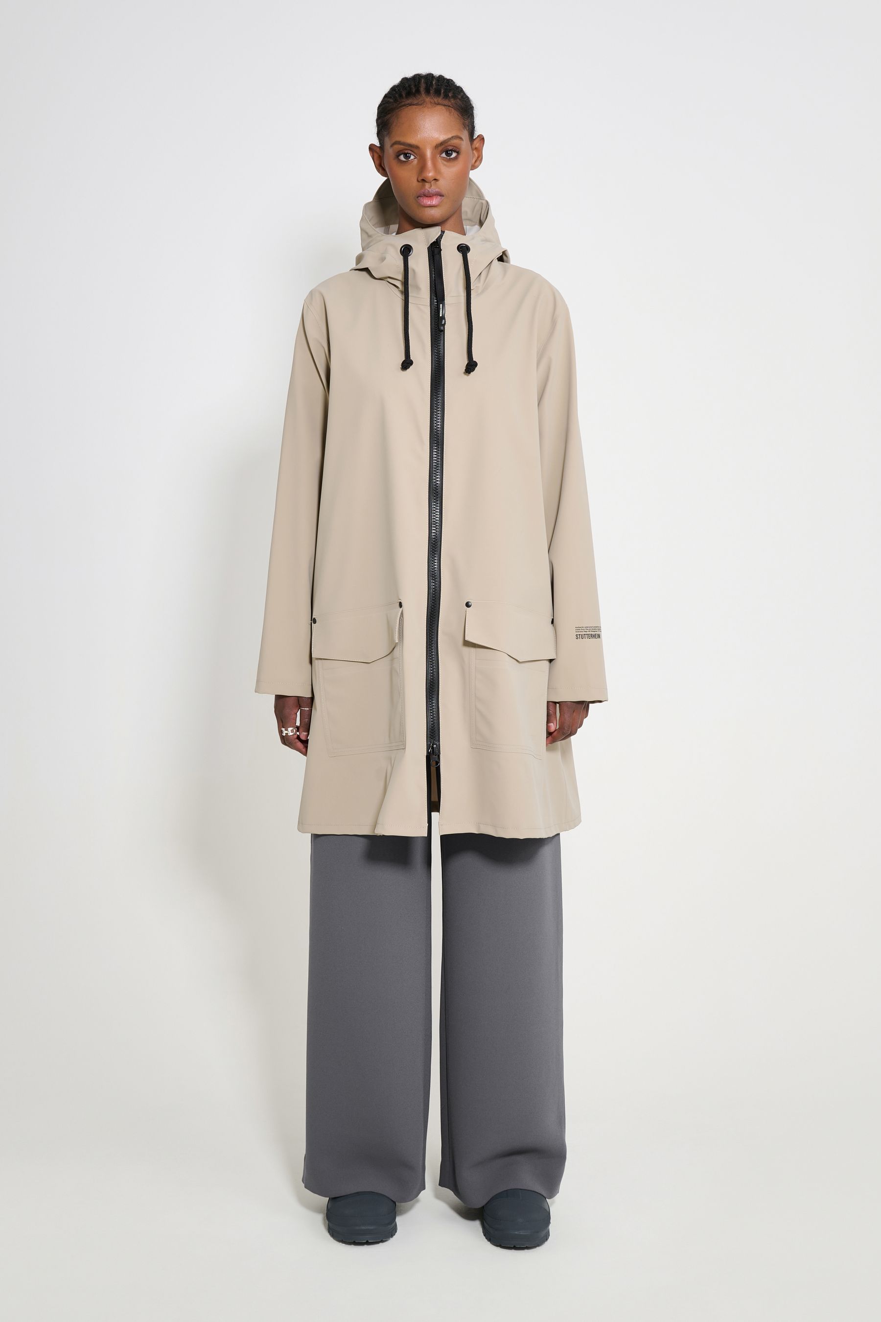 stutterheim mosebacke patch raincoat matte potato women jackets raincoats