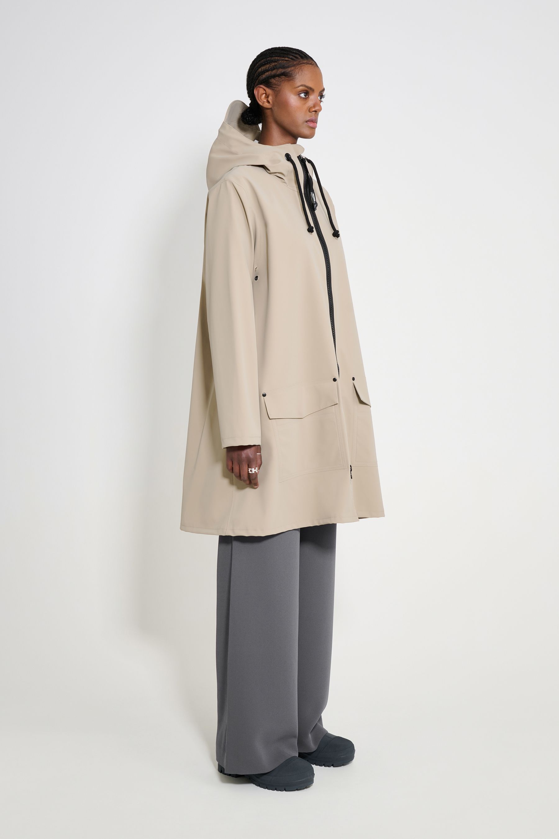 stutterheim mosebacke patch raincoat matte potato women jackets raincoats