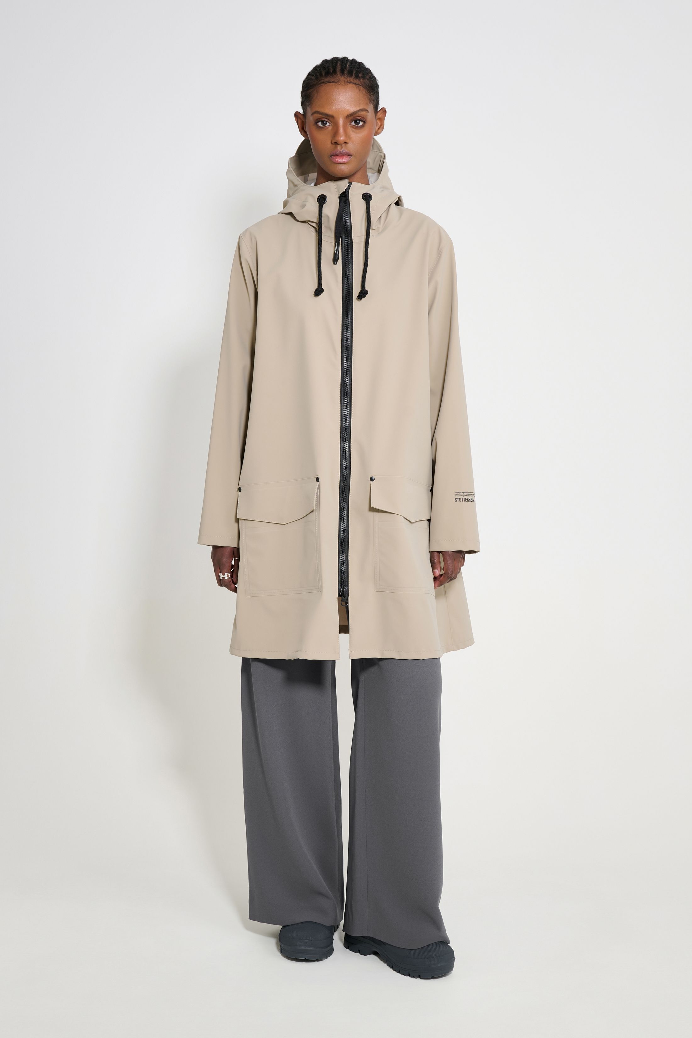 stutterheim mosebacke patch raincoat matte potato women jackets raincoats