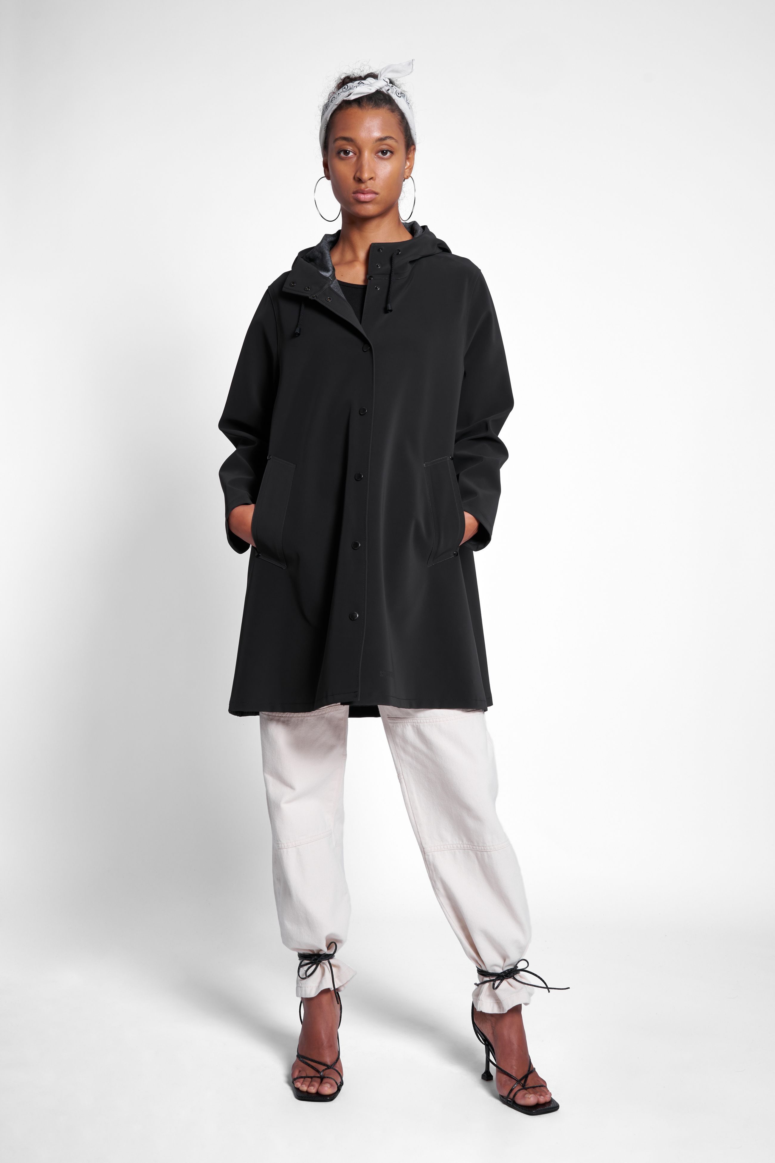 stutterheim mosebacke matte raincoat black women jackets raincoats