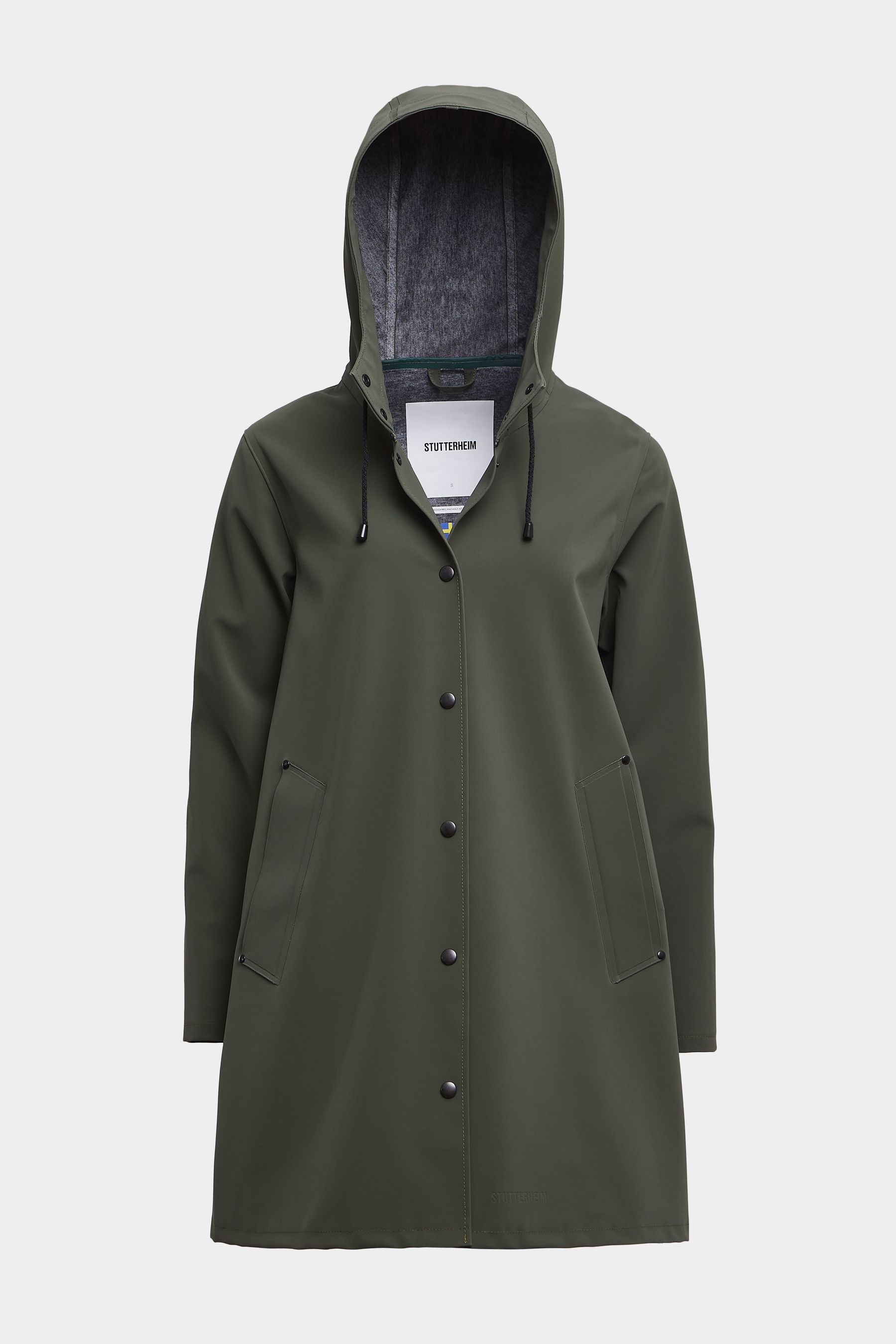 stutterheim mosebacke matte raincoat dark green women womens-autumn-pop-up-colours