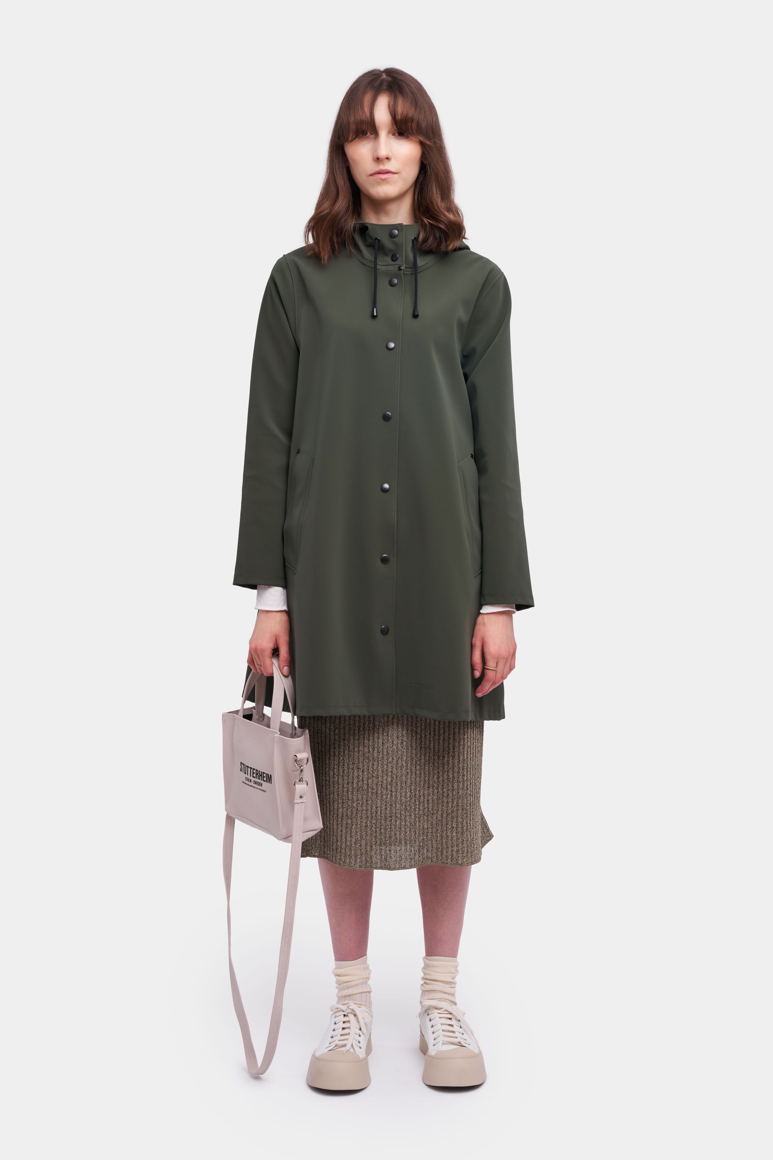 stutterheim mosebacke matte raincoat dark green women womens-autumn-pop-up-colours