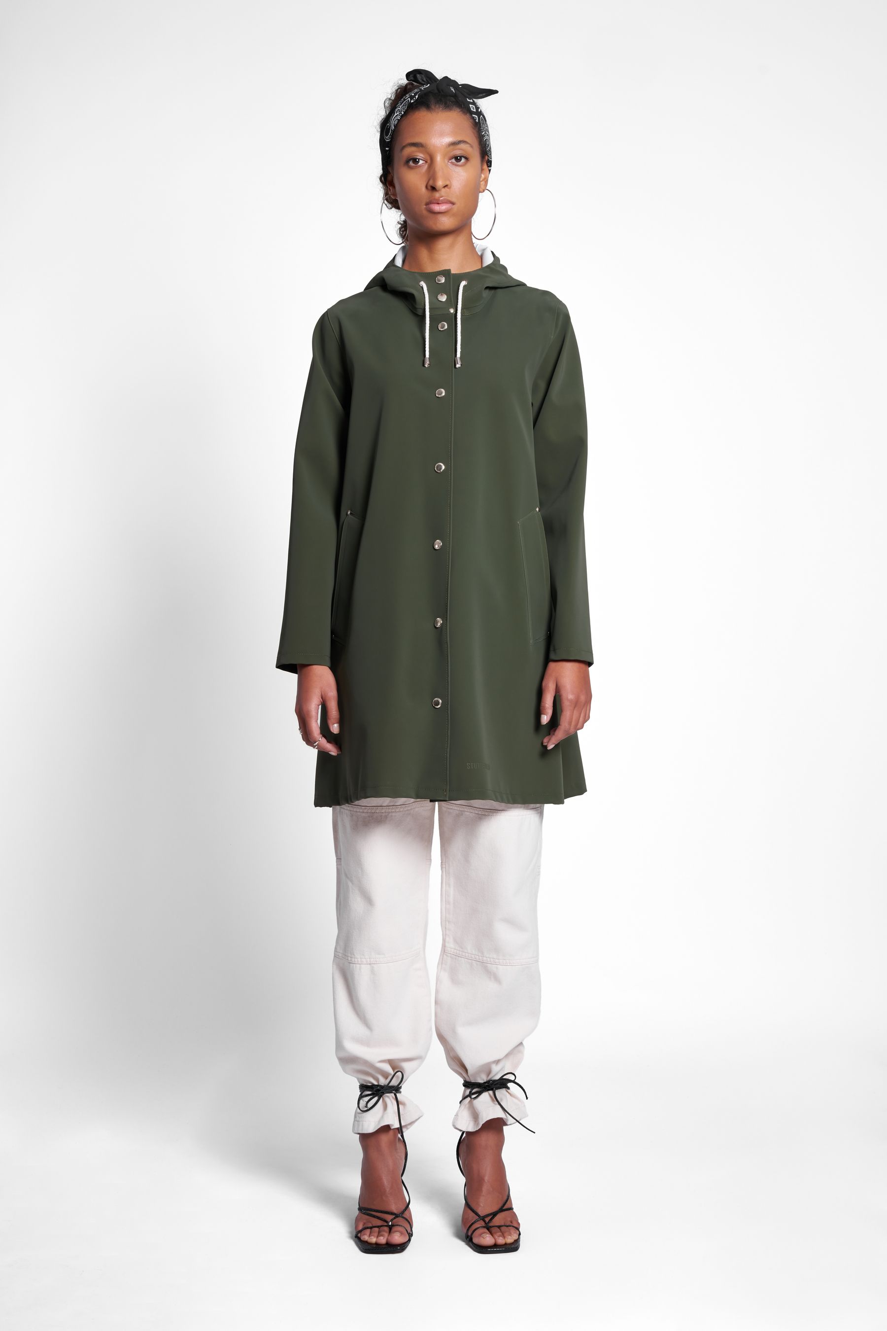 stutterheim mosebacke matte raincoat green women jackets raincoats