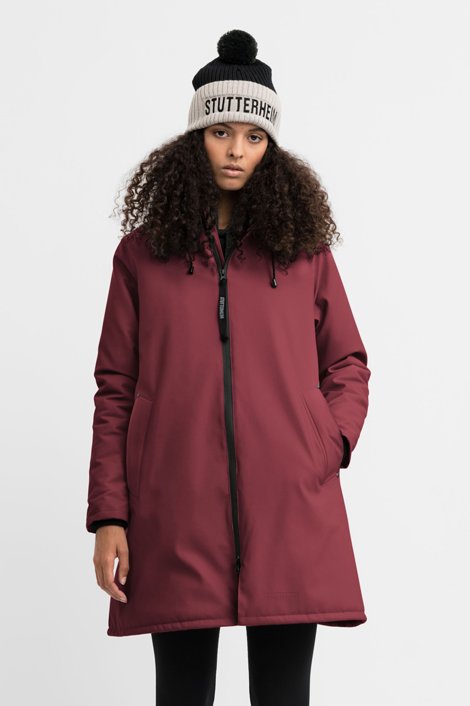 stutterheim mosebacke winter jacket burgundy women jackets winter-coats